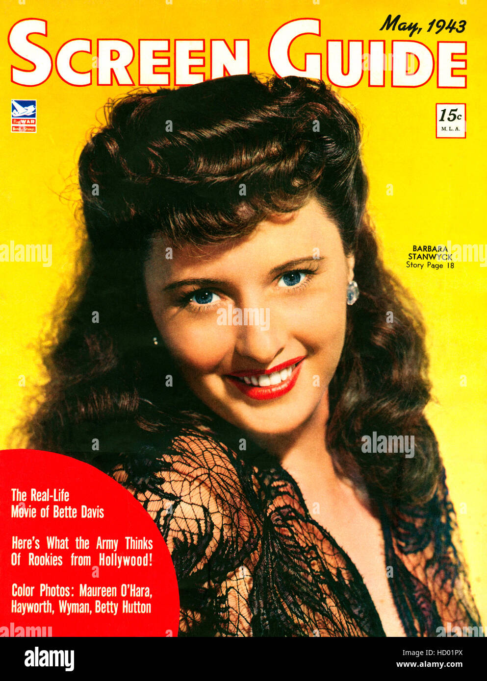 Barbara Stanwyck, Screen Guide magazine cover, May 1943 Stock Photo Alamy