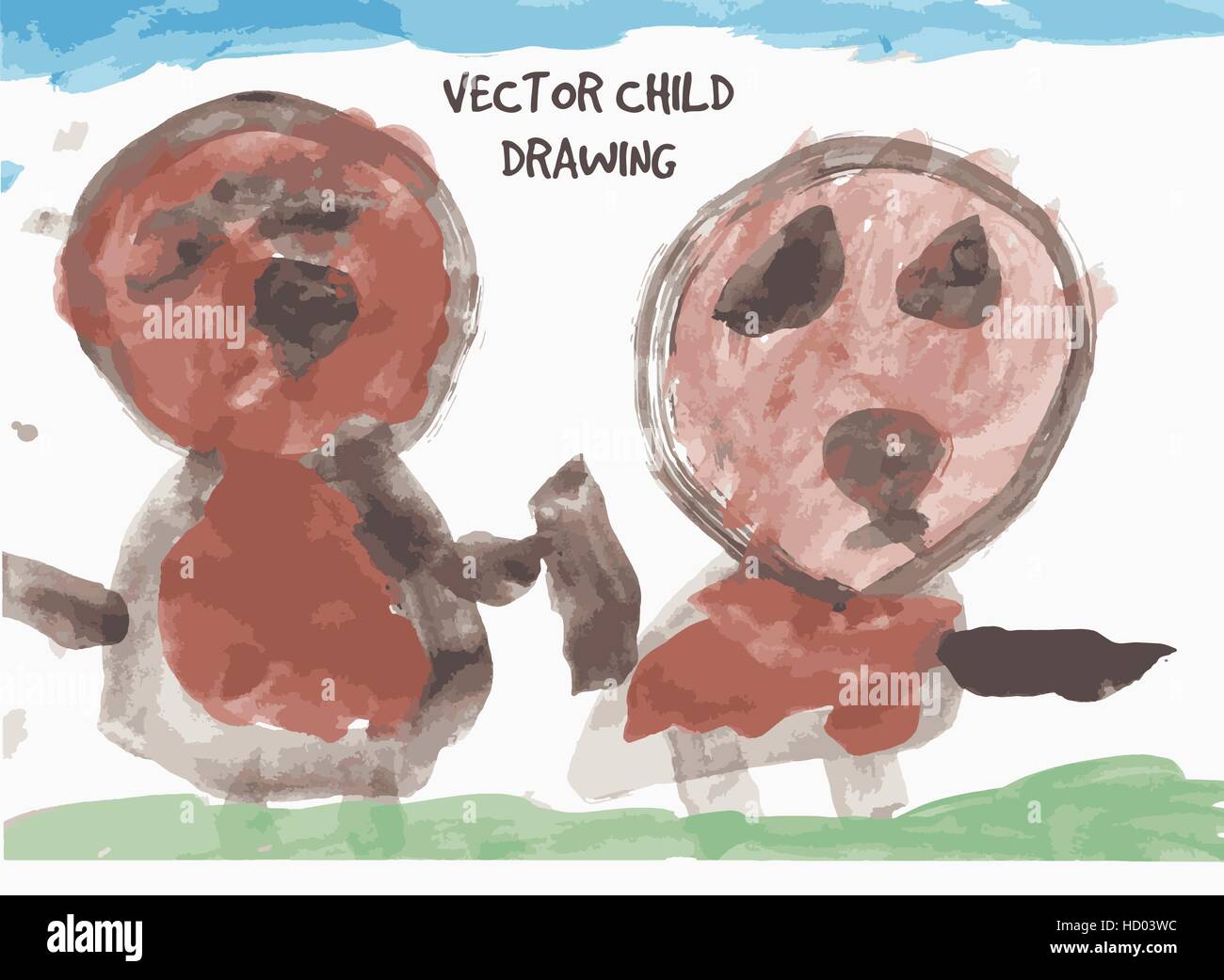 Dog friends child drawing Stock Vector Image & Art Alamy