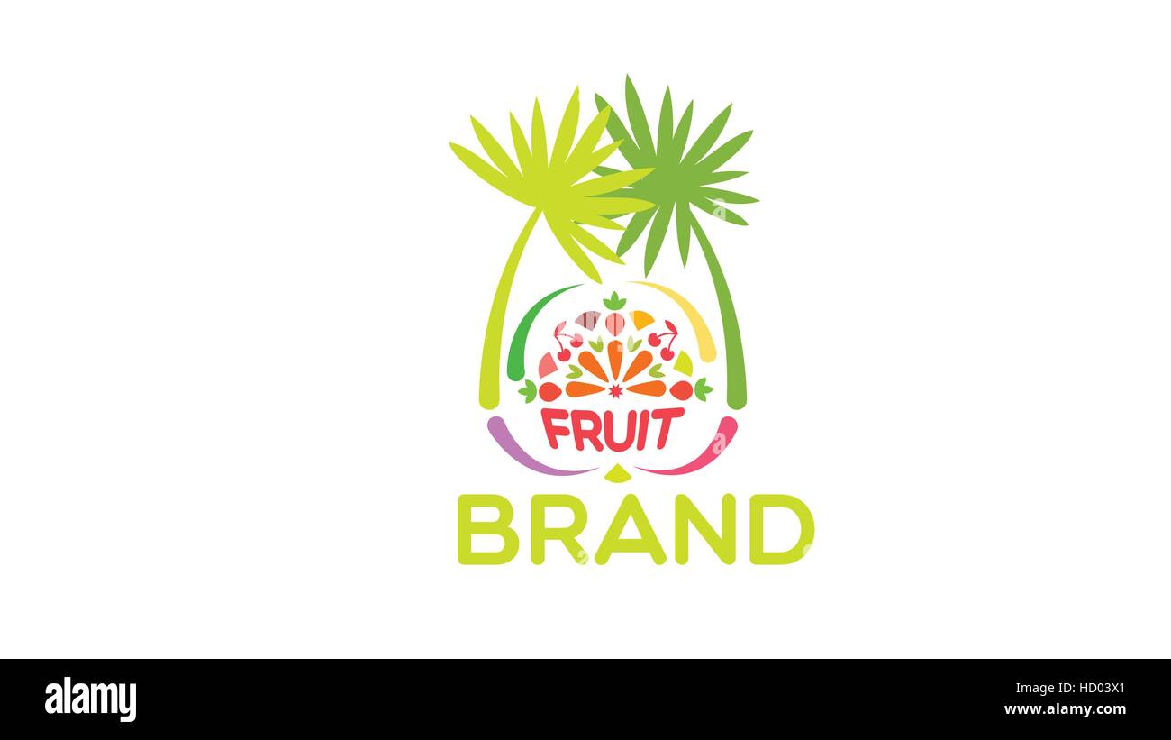 Tropical fruits vector logo design template Stock Vector