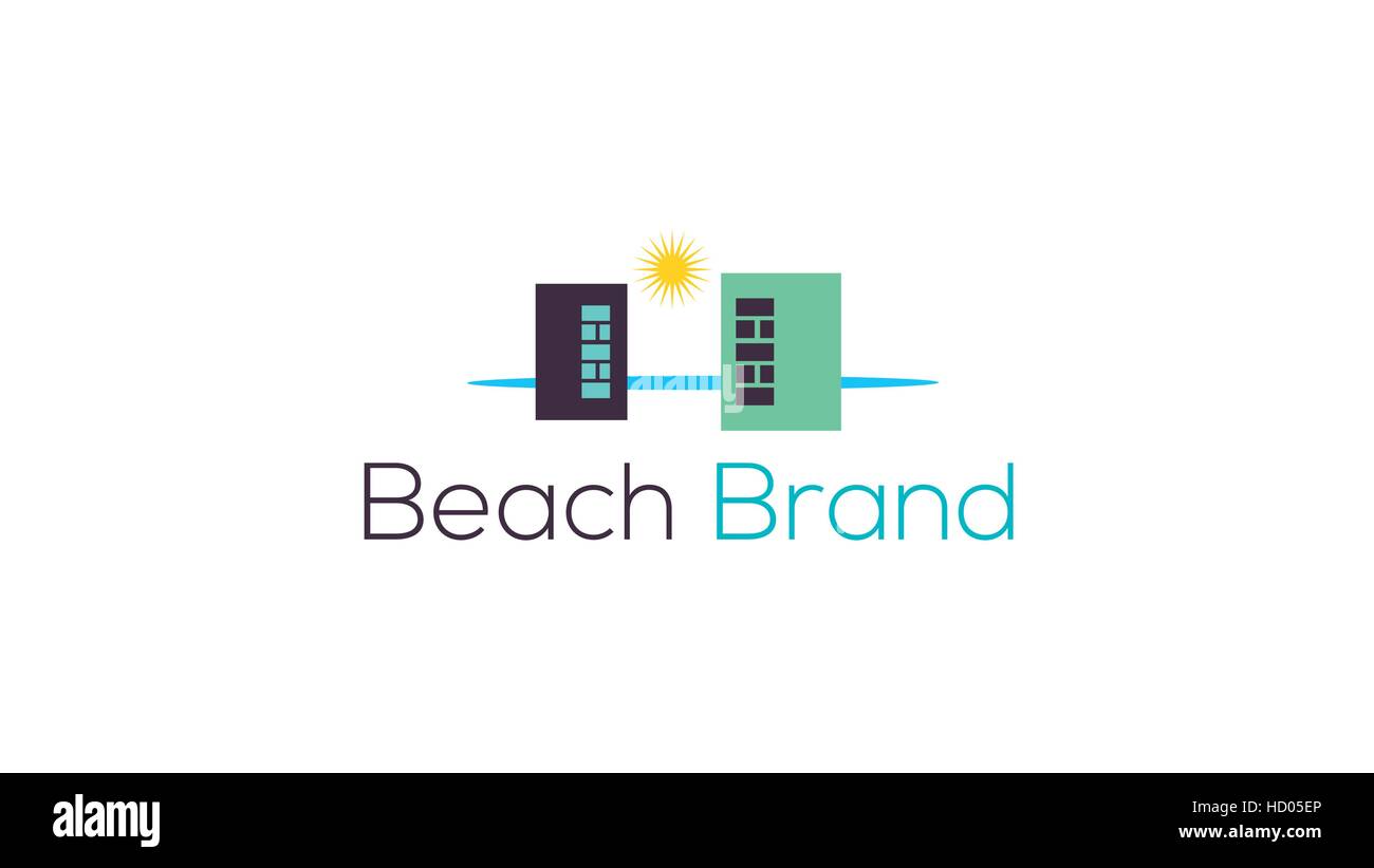 Beach hotel vector logo design template Stock Vector