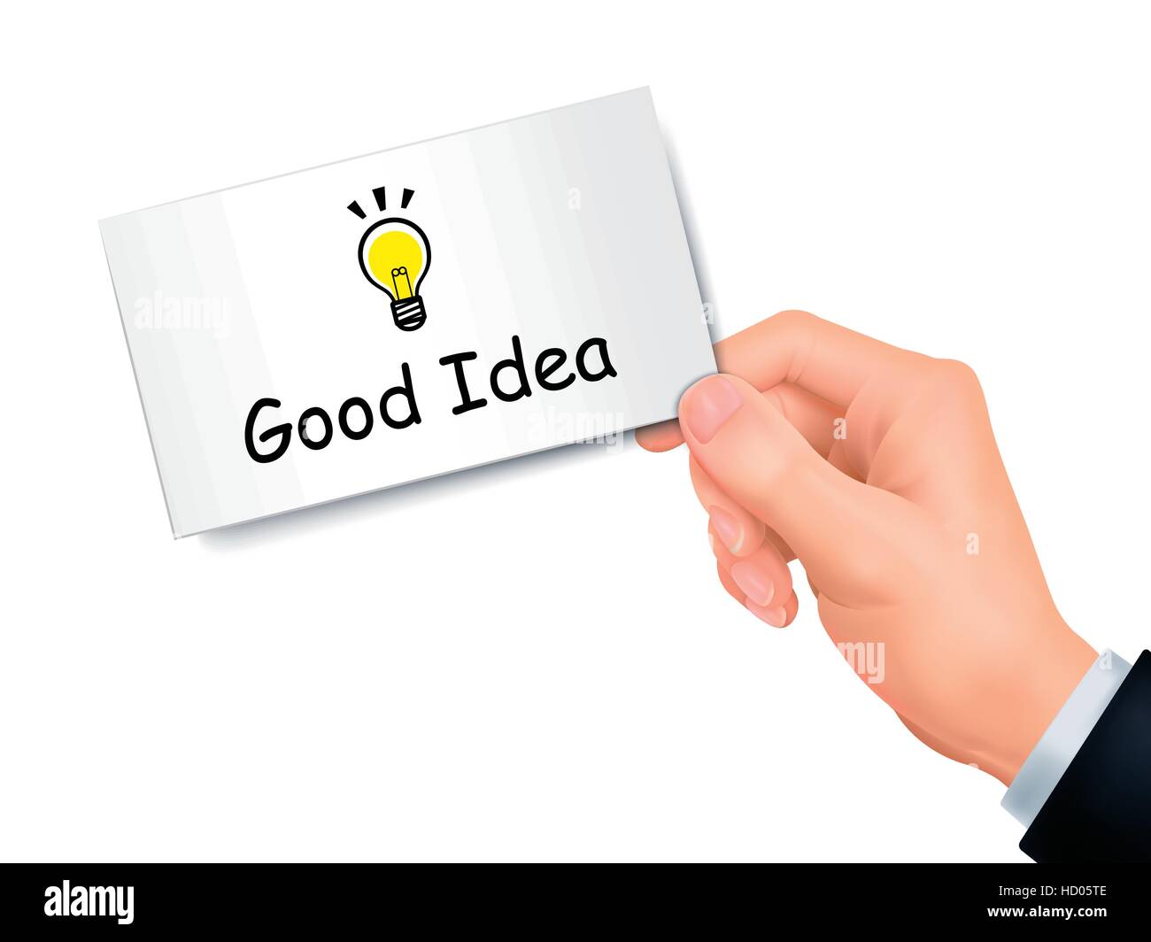 good idea card in hand isolated over white background Stock Vector