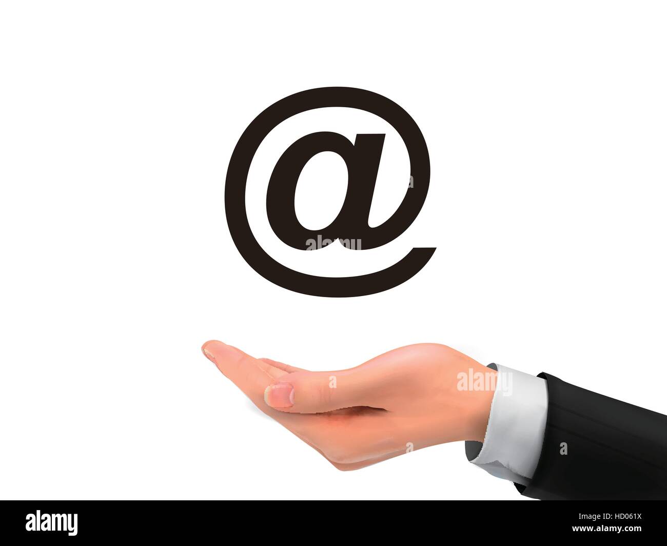 at sign holding by realistic hand over white background Stock Vector ...