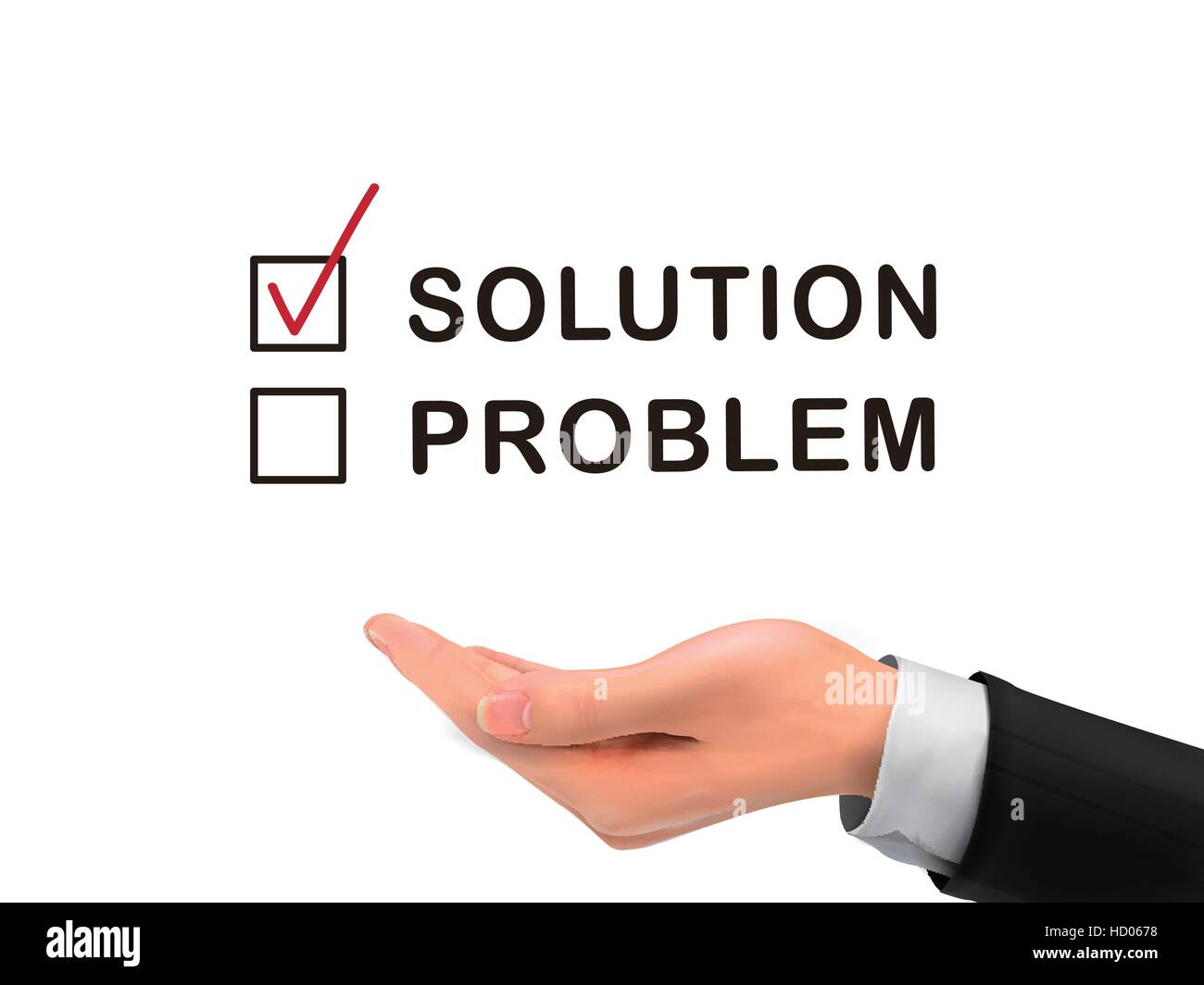 solution chosen by realistic hand over white background Stock Vector ...