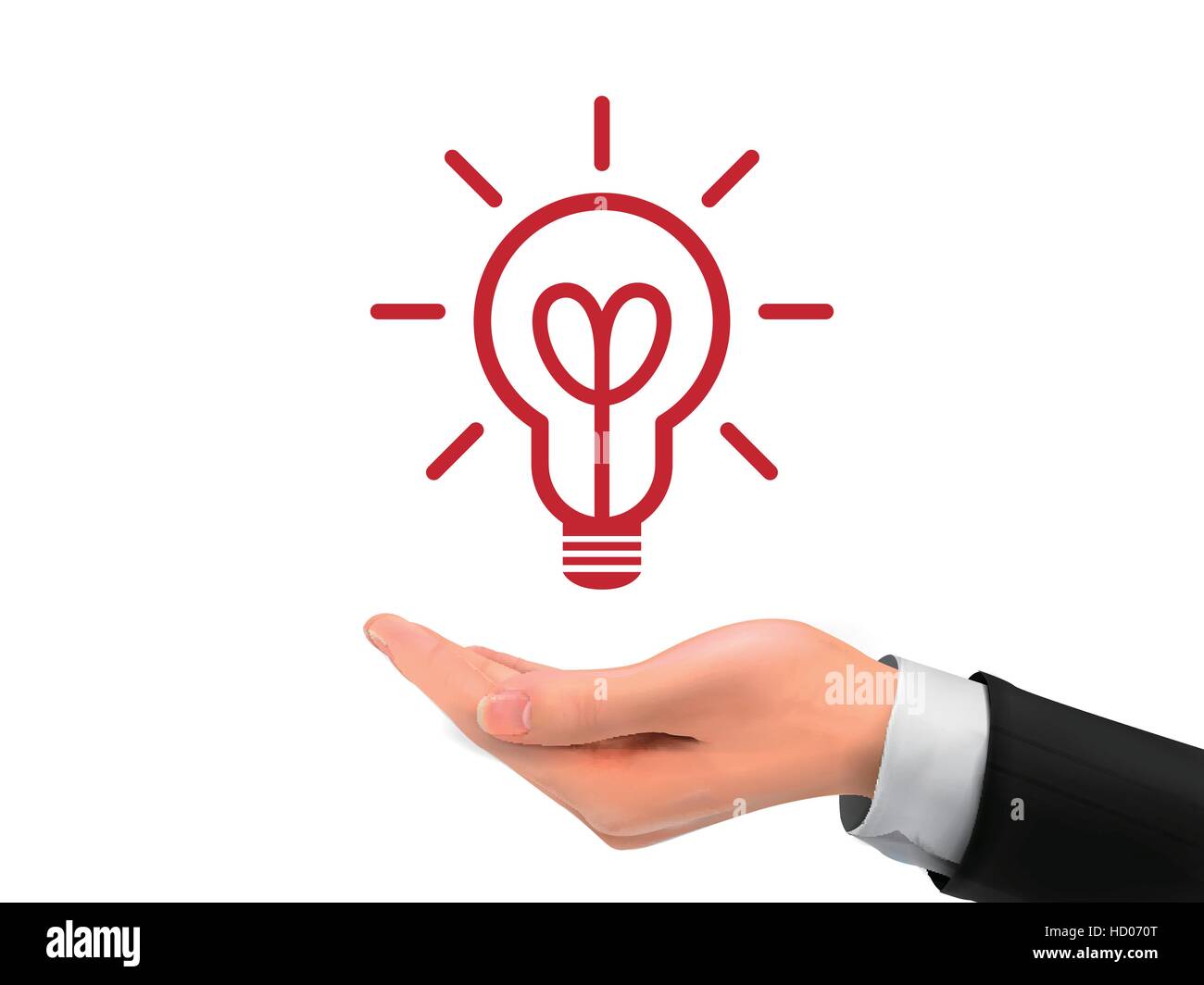 light bulb holding by realistic hand over white background Stock Vector ...
