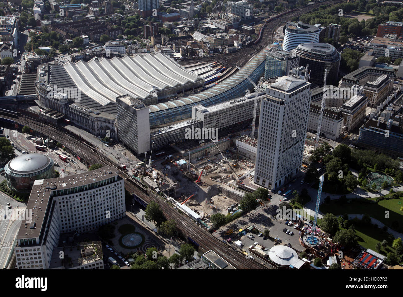 aerial view of The Shell Centre Redevelopment Project on London's South Bank, England, UK Stock Photo