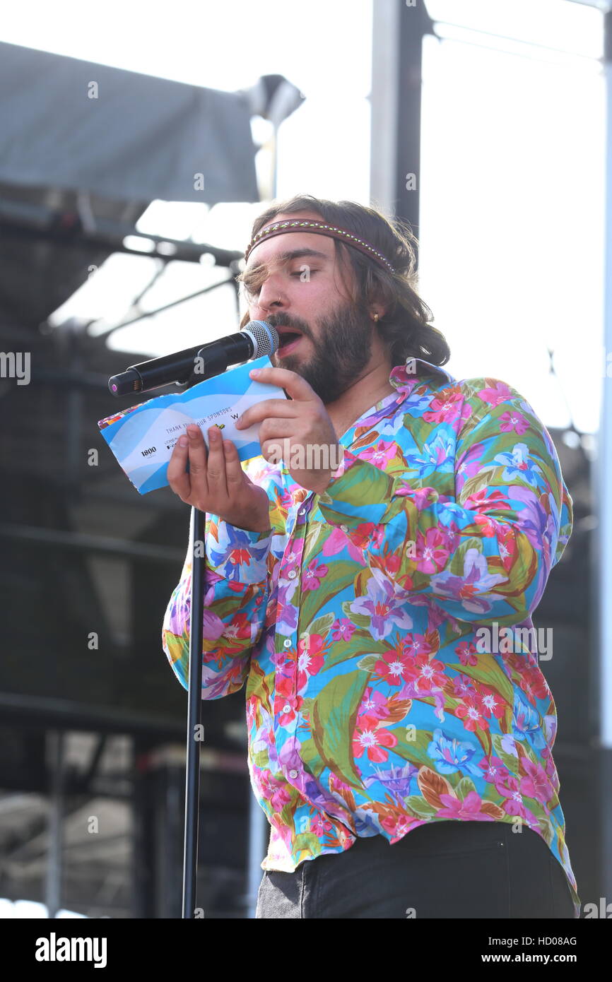 Coleman Hell on stage on Day Two of the 2016 Billboard Hot 100 Festival, at Nikon at Jones Beach Theater in Wantagh, New York.  Featuring: Coleman Hell Where: Wantagh, New York, United States When: 21 Aug 2016 Stock Photo