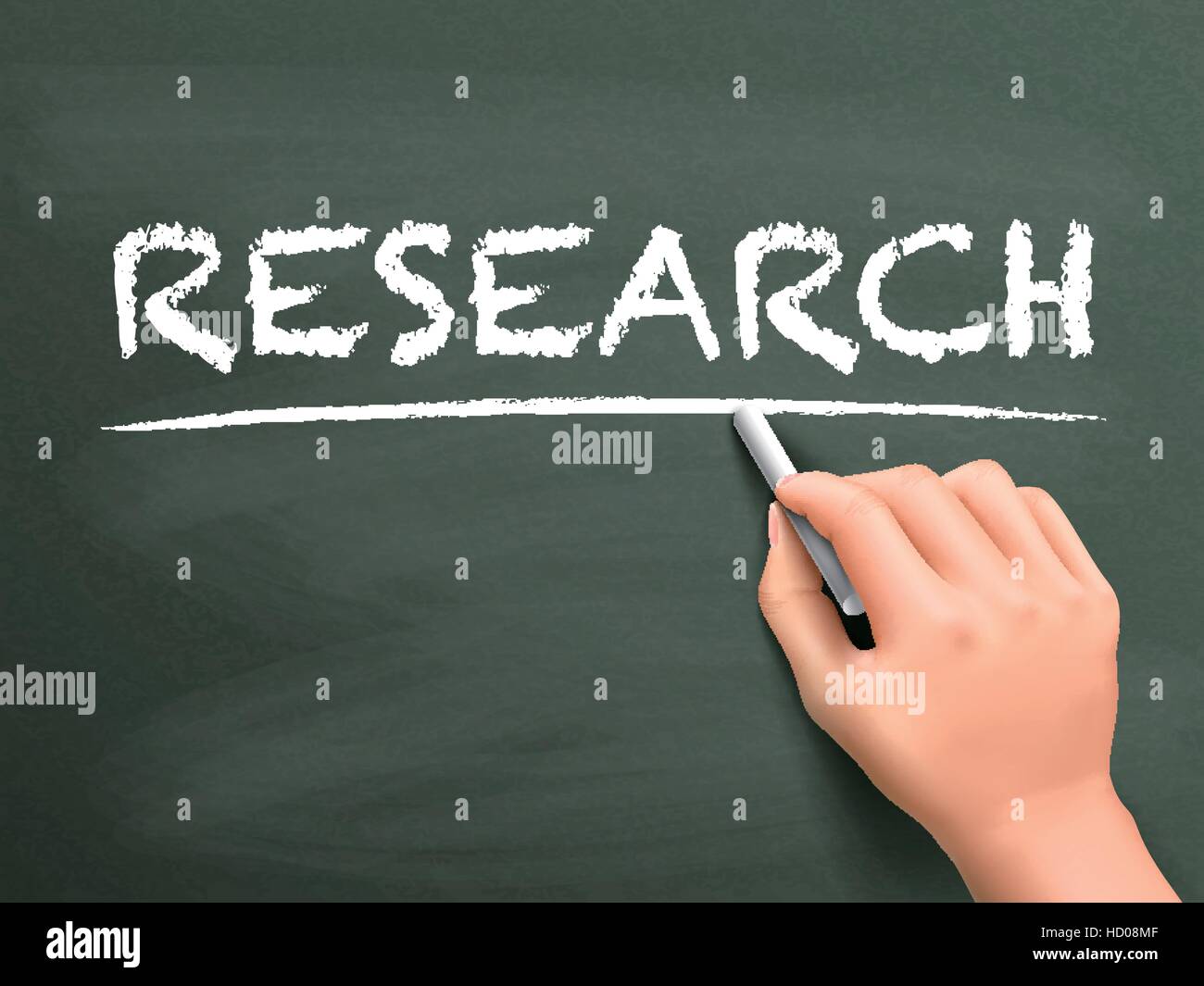research word written by hand on blackboard Stock Vector