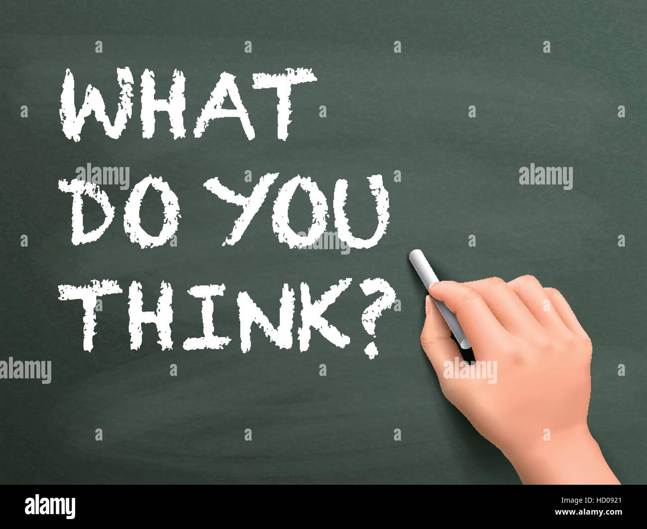 what do you think words written by hand on blackboard Stock Vector ...