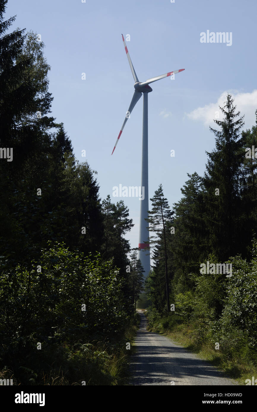 wind turbine near lindenhardt, creußen, bayreuth district, upper franconia, bavaria, germany Stock Photo