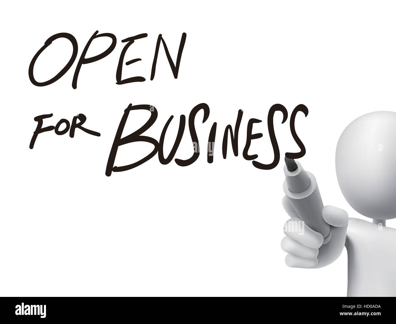 open for business written by 3d man over transparent board Stock Vector ...
