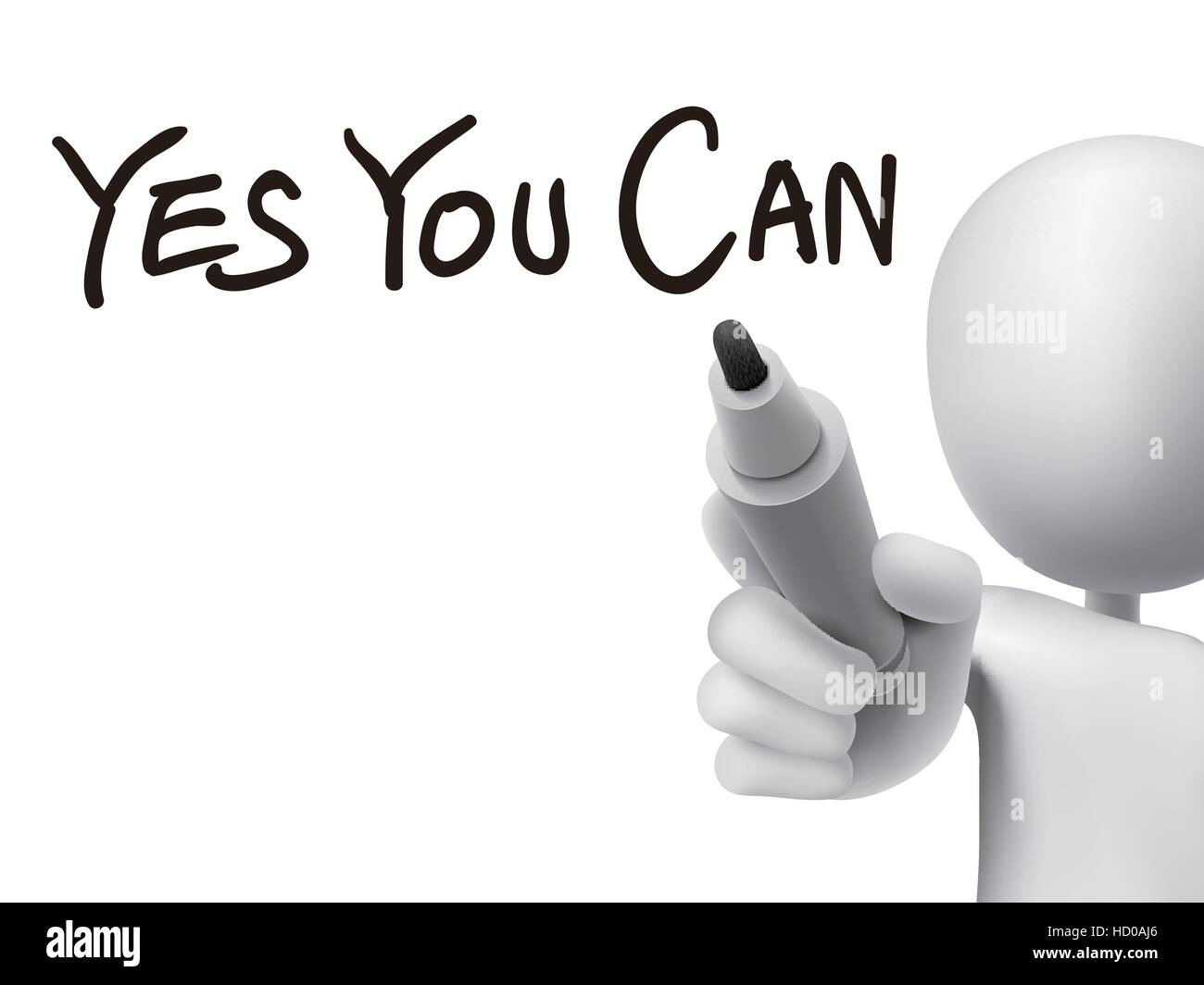 Yes You Can Written By 3d Man Over Transparent Board Stock Vector Image Art Alamy