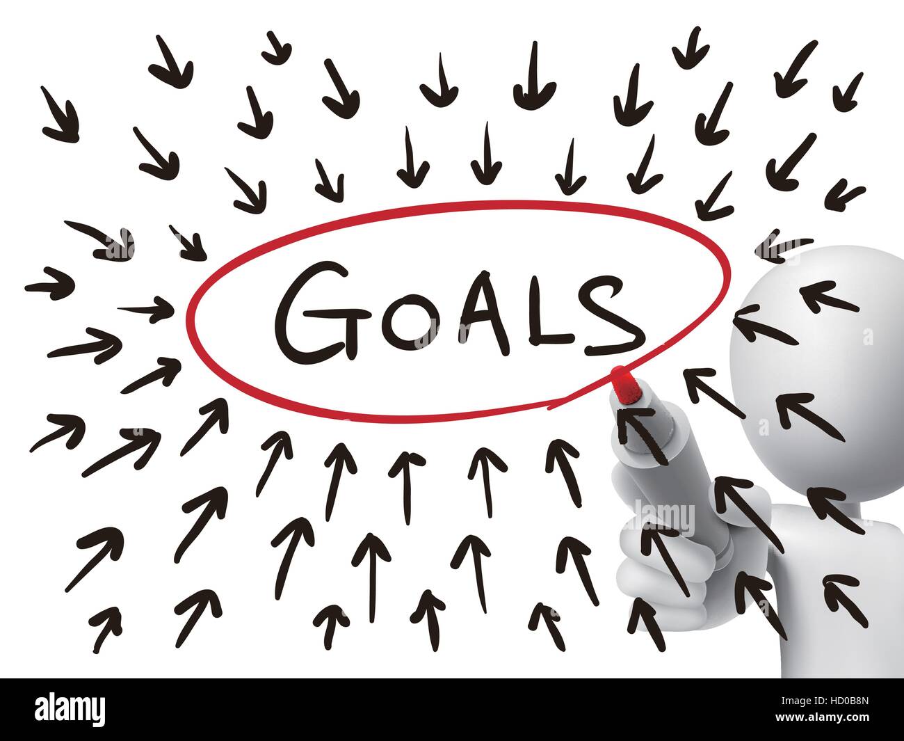 goals concept drawn by 3d man over transparent board Stock Vector