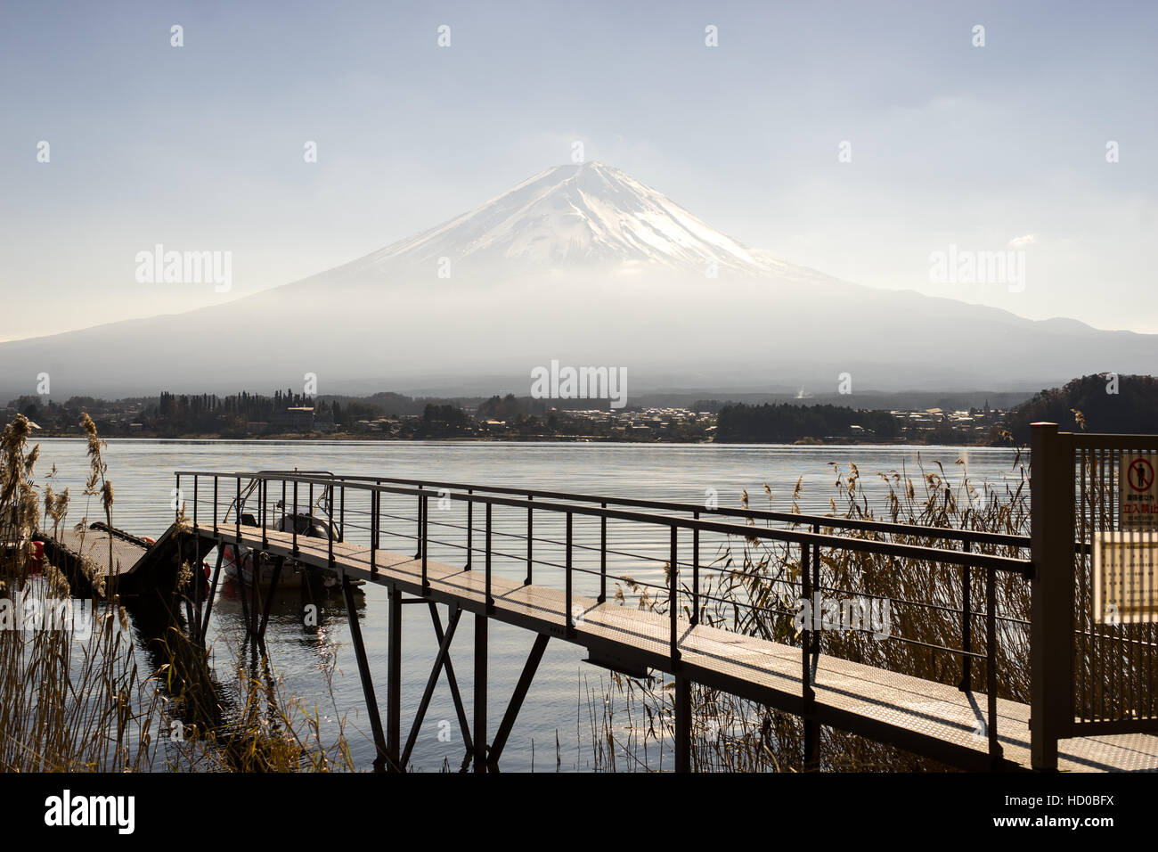 View of Fuji Mountain from Kawaguchi Lake Stock Photo