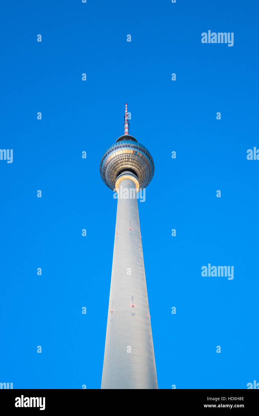 View of Television Tower, Fernsehturm , at Alexanderplatz in Berlin, Germany Stock Photo