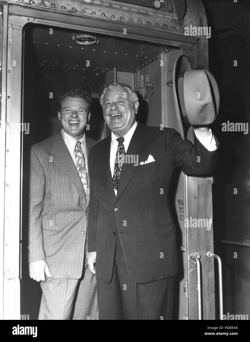 Alan Hale Jr., Alan Hale Sr., at Pennsylvania Station, New York, 1947