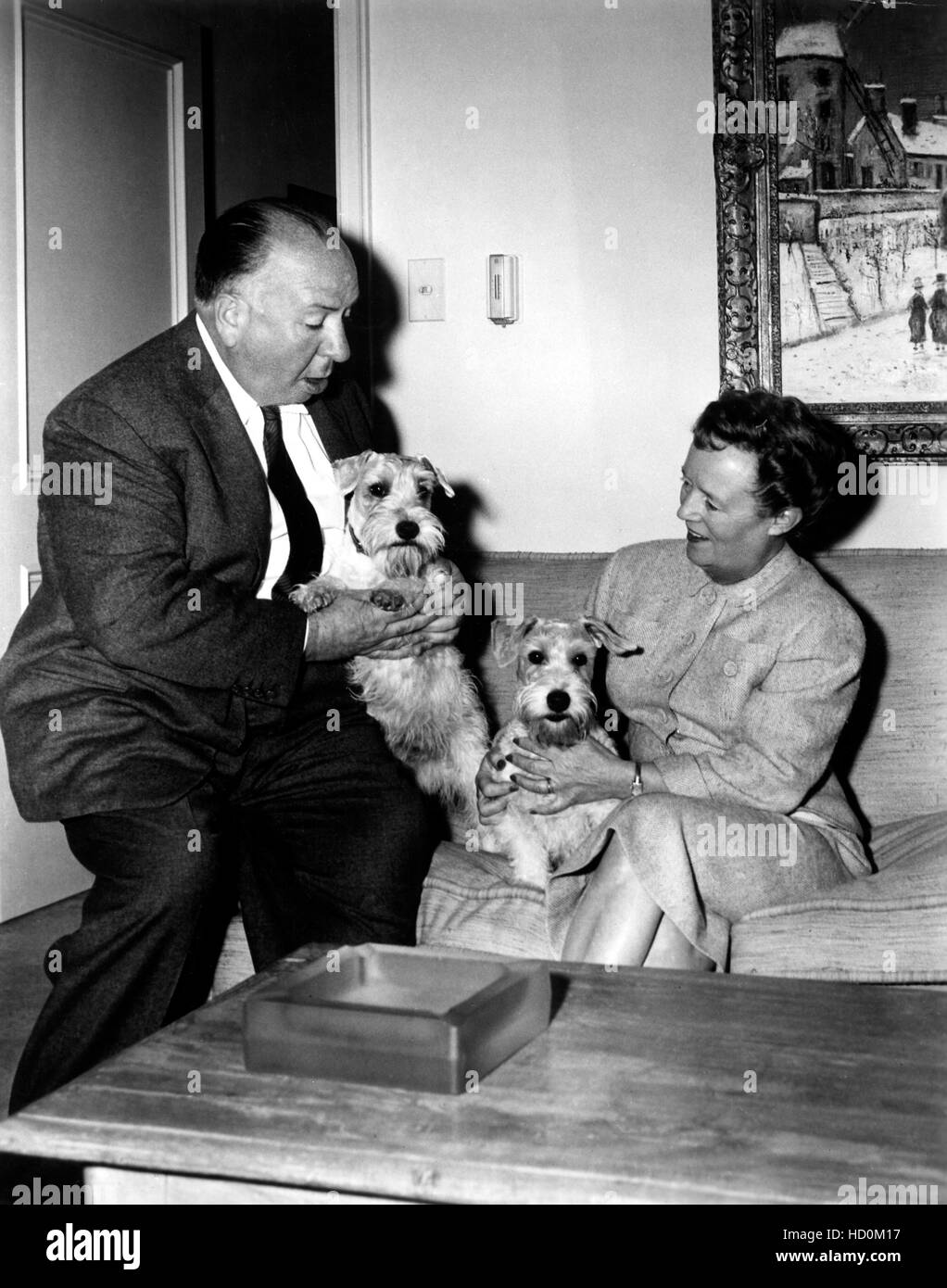 Alfred Hitchcock, with wife Alma Reville (right), 1950s Stock Photo Alamy