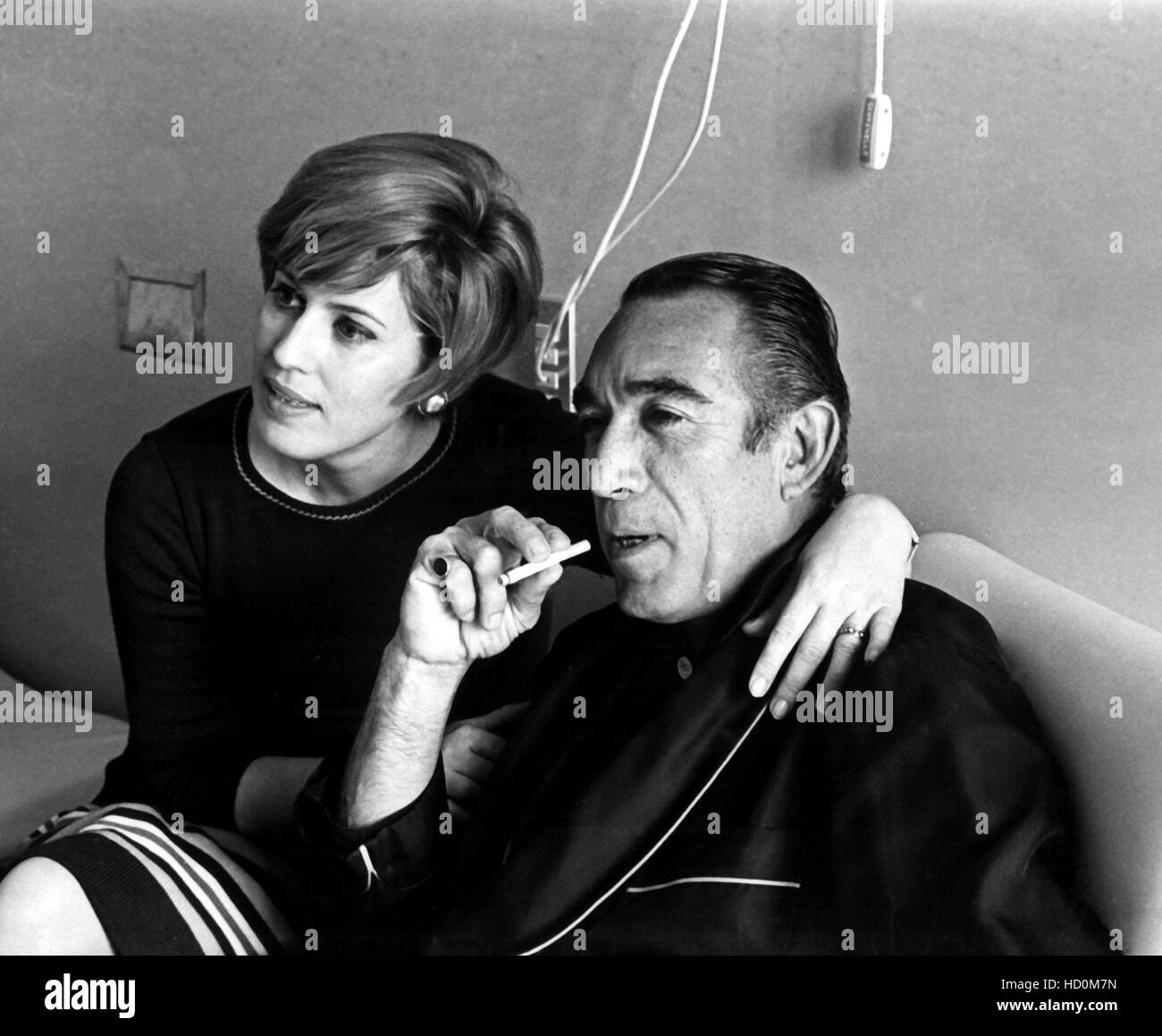 Anthony Quinn with wife Jolanda in Rome hospital, March 1967 Stock ...
