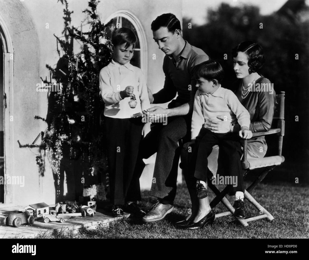 Buster Keaton at home with wife Natalie Talmadge and sons Jimmy Keaton