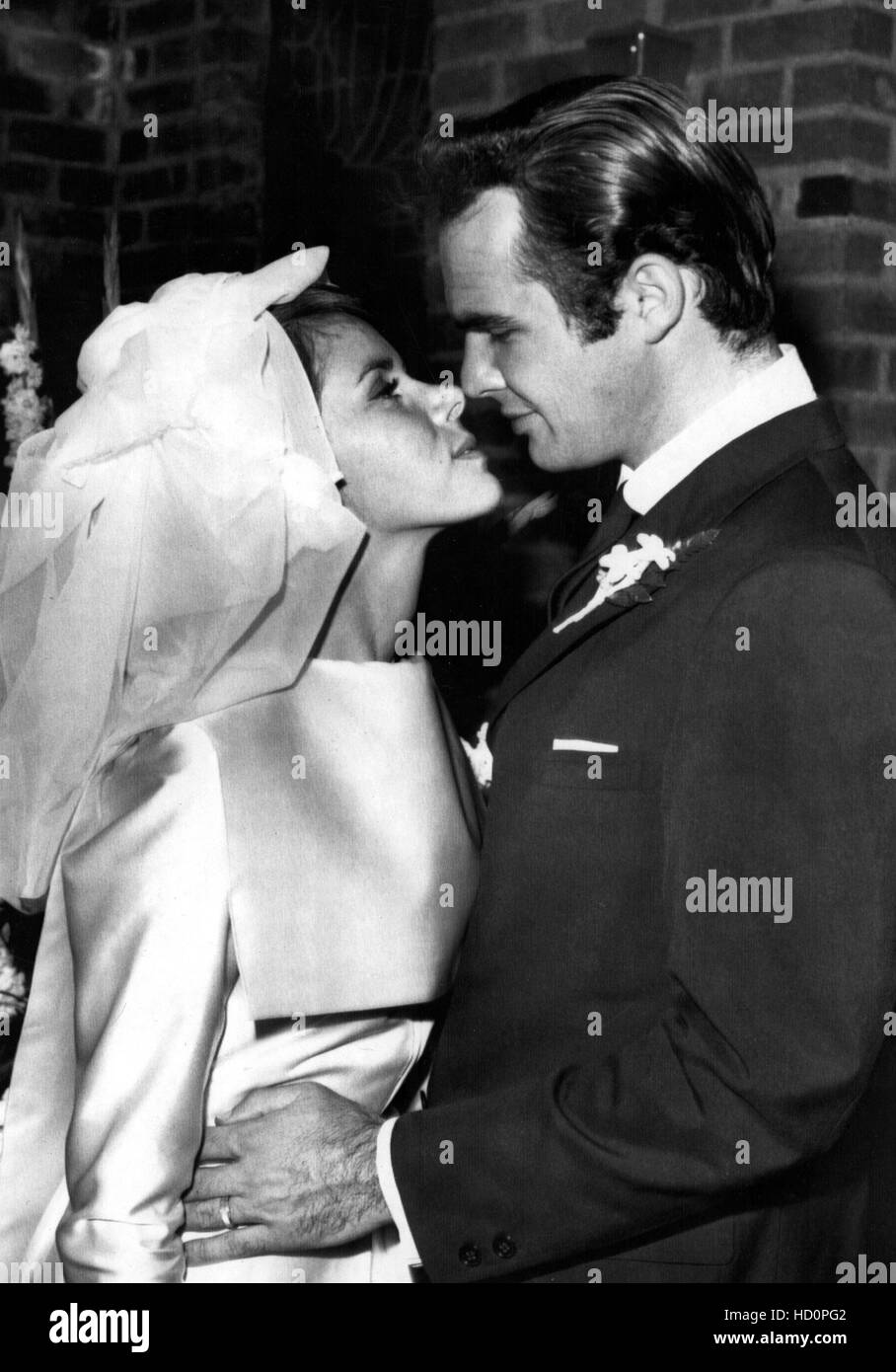 Judy Carne, Burt Reynolds at their wedding in Hollywood, 6/28/63 Stock ...