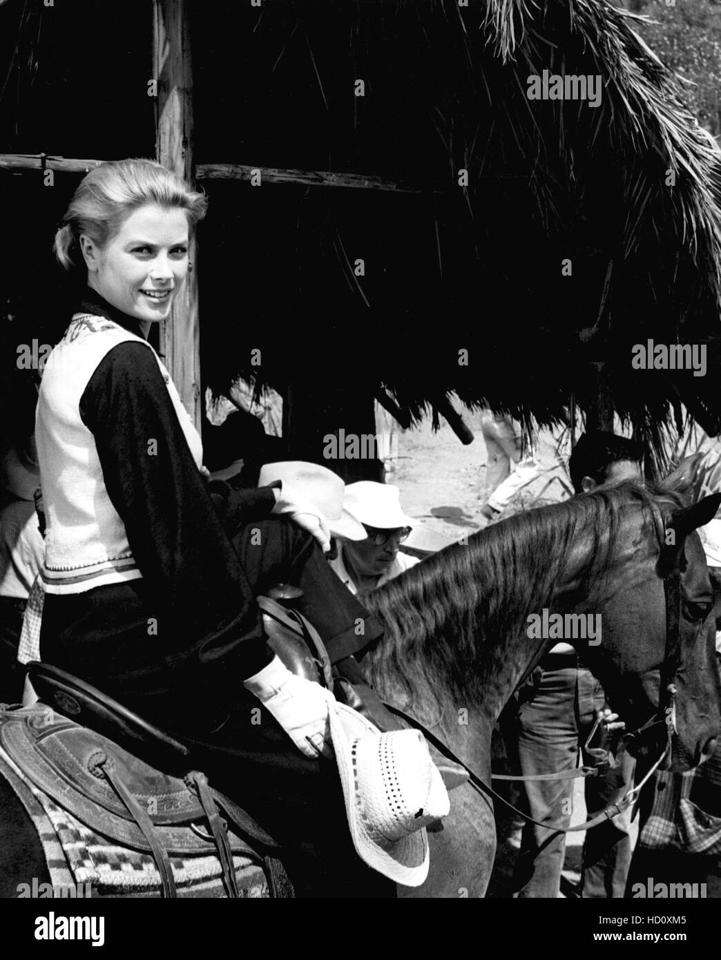 Grace Kelly on horseback, 1954 Stock Photo