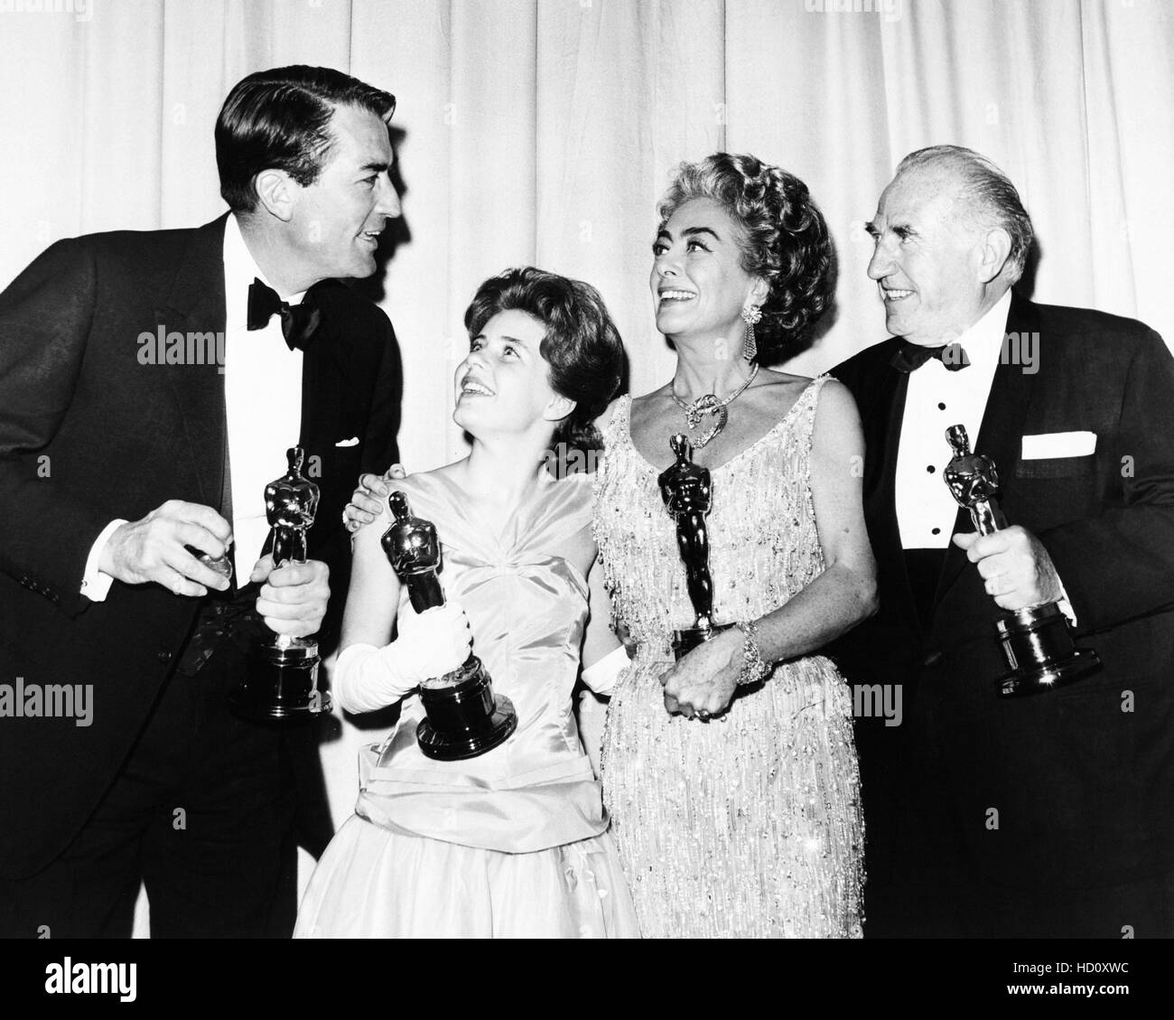 At the Academy Awards on April 8, 1963, are, from left, Gregory Peck ...