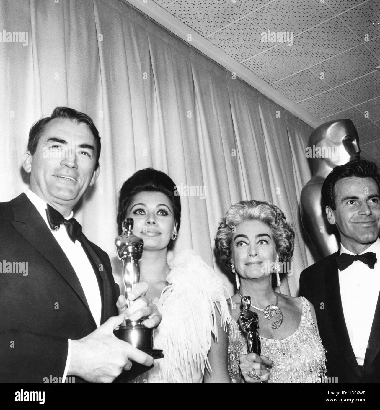 At the Academy Awards on April 8, 1963, are, from left, Gregory Peck ...