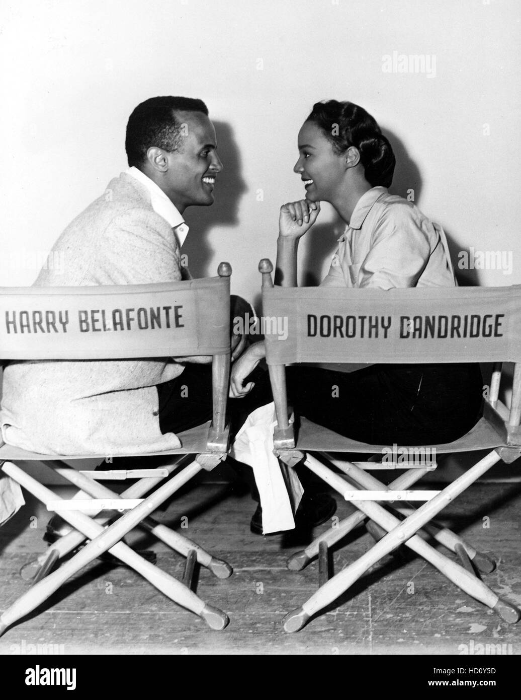 Harry Belafonte and Dorothy Dandridge during the filming of BRIGHT ROAD