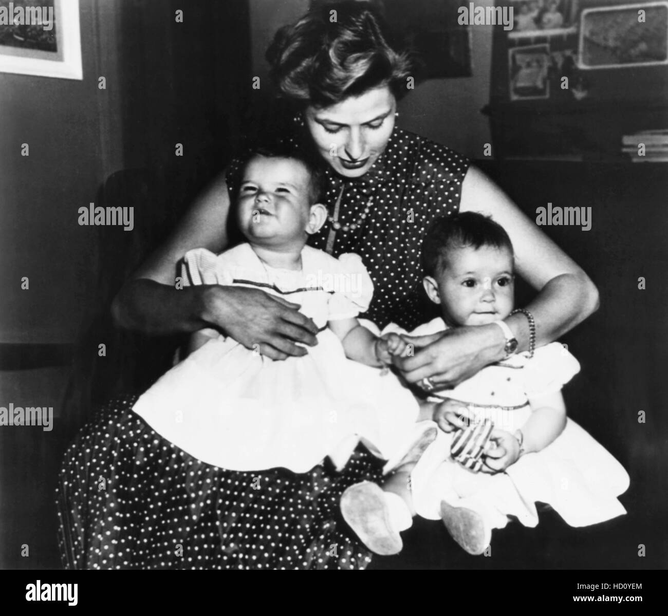 Ingrid Bergman, with her twins, Isotta Rossellini and Isabella