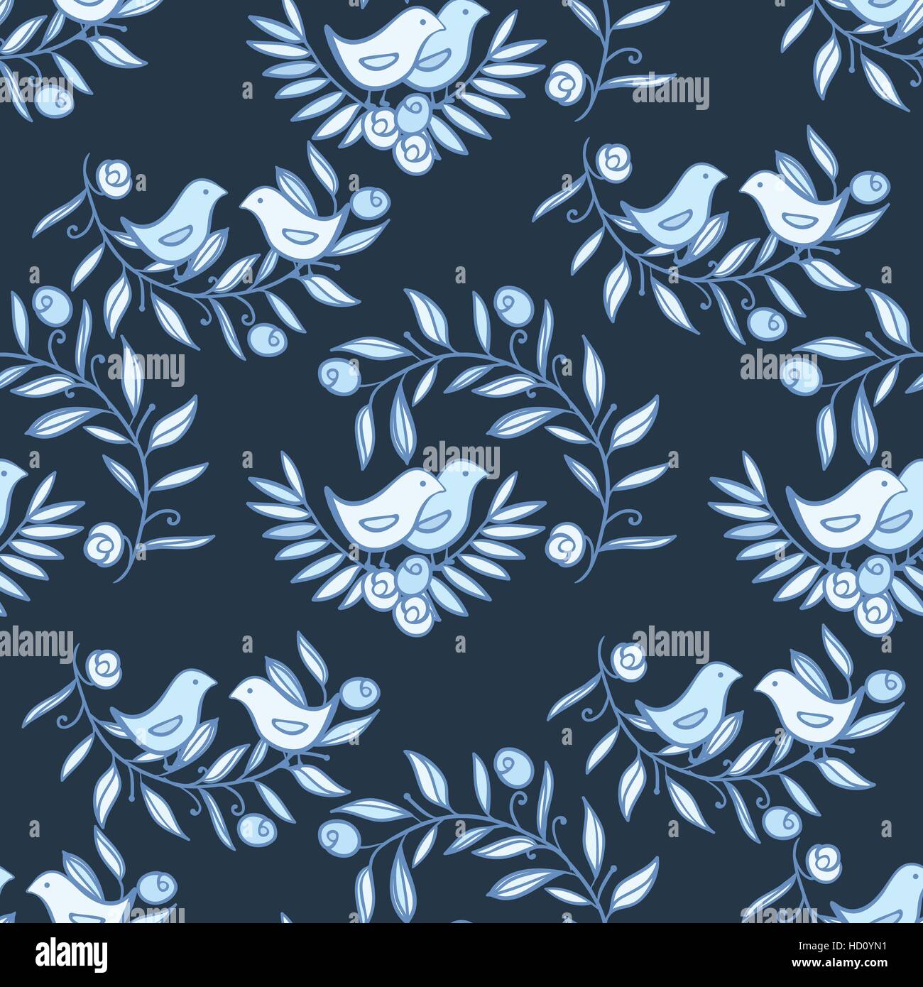 Vintage Floral Seamless Background with Birds Stock Vector Image & Art ...