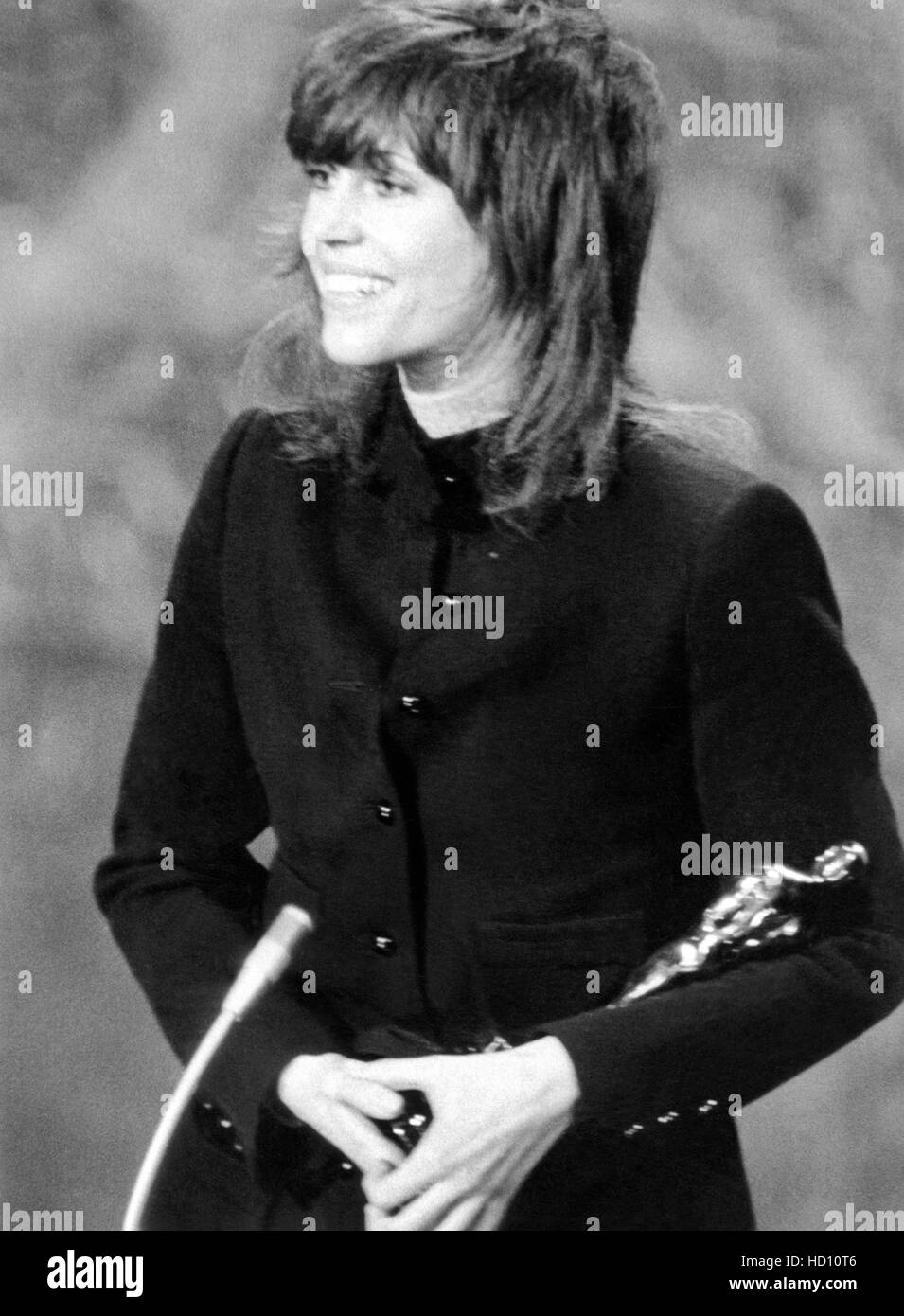 Jane Fonda with her Best Actress Academy Award for KLUTE, 1972 Stock