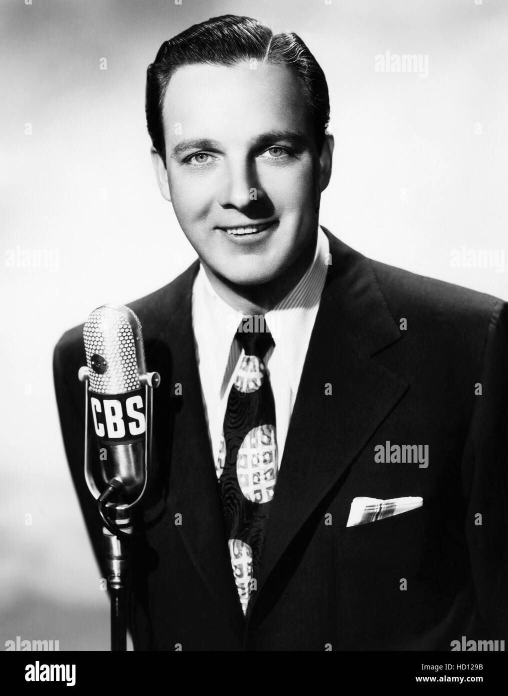 Bandleader and singer Bob Crosby at the CBS microphone, 1953 Stock ...