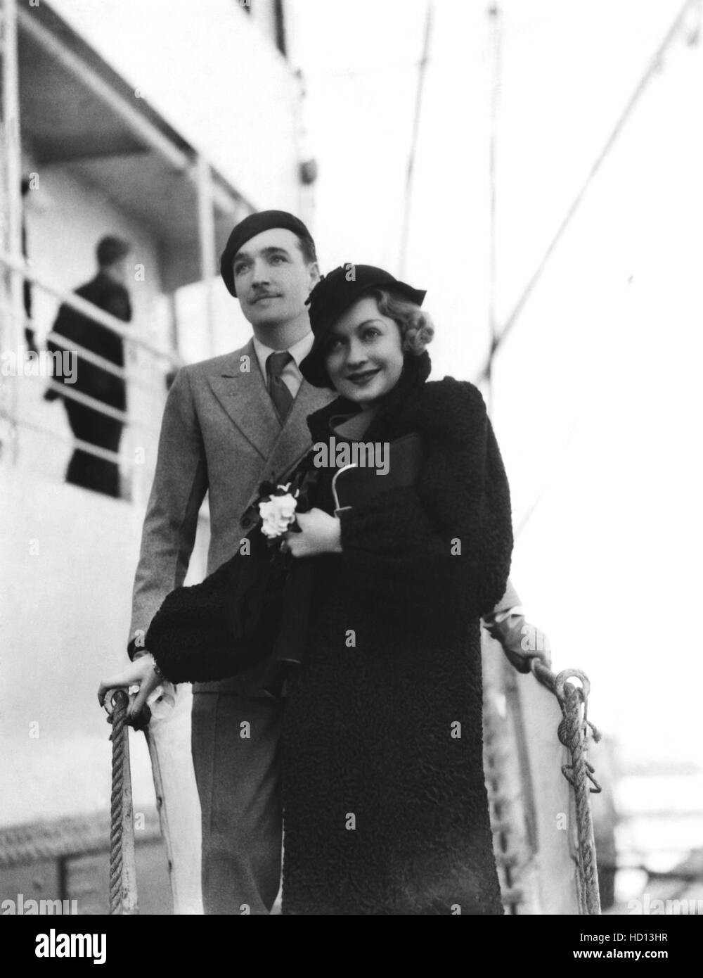 Constance Bennett and her third husband, Henri de la Falaise, sailing ...
