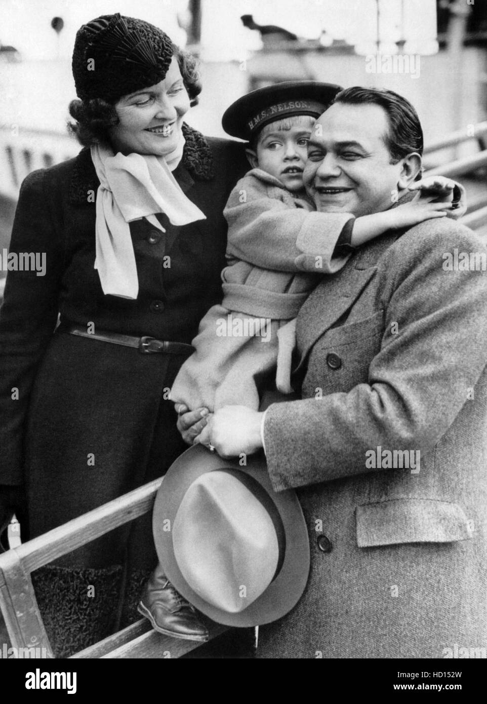 Edward G Robinson Wife Gladys Lloyd Son Edward G Robinson Jr S S Normandie 1936 Stock Photo Alamy