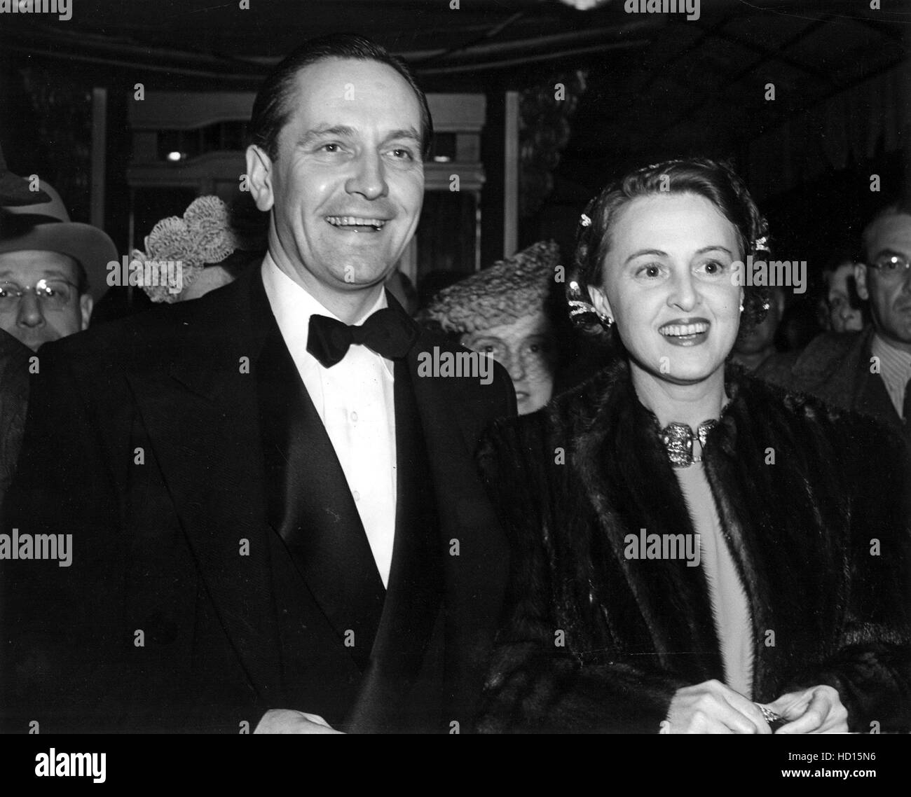 FREDRIC MARCH and wife FLORENCE ELDRIDGE attend the REBECCA premiere, 1940 Stock Photo