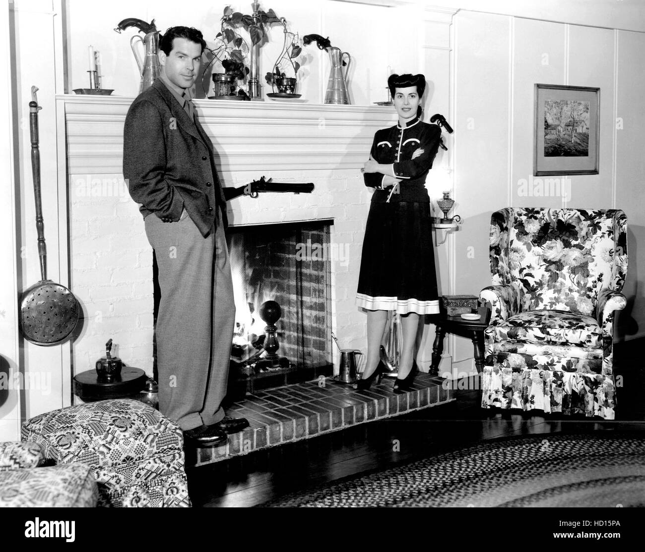Fred MacMurray, Lillian Lamont MacMurray at home, 1939 Stock Photo - Alamy