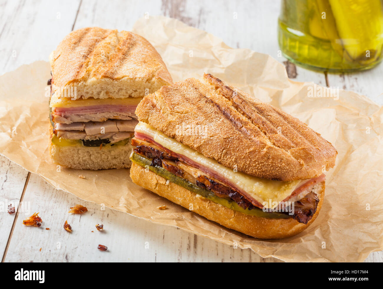 Cubanito. Traditional Cuban Sandwich with Ham, Pork and Cheese Stock