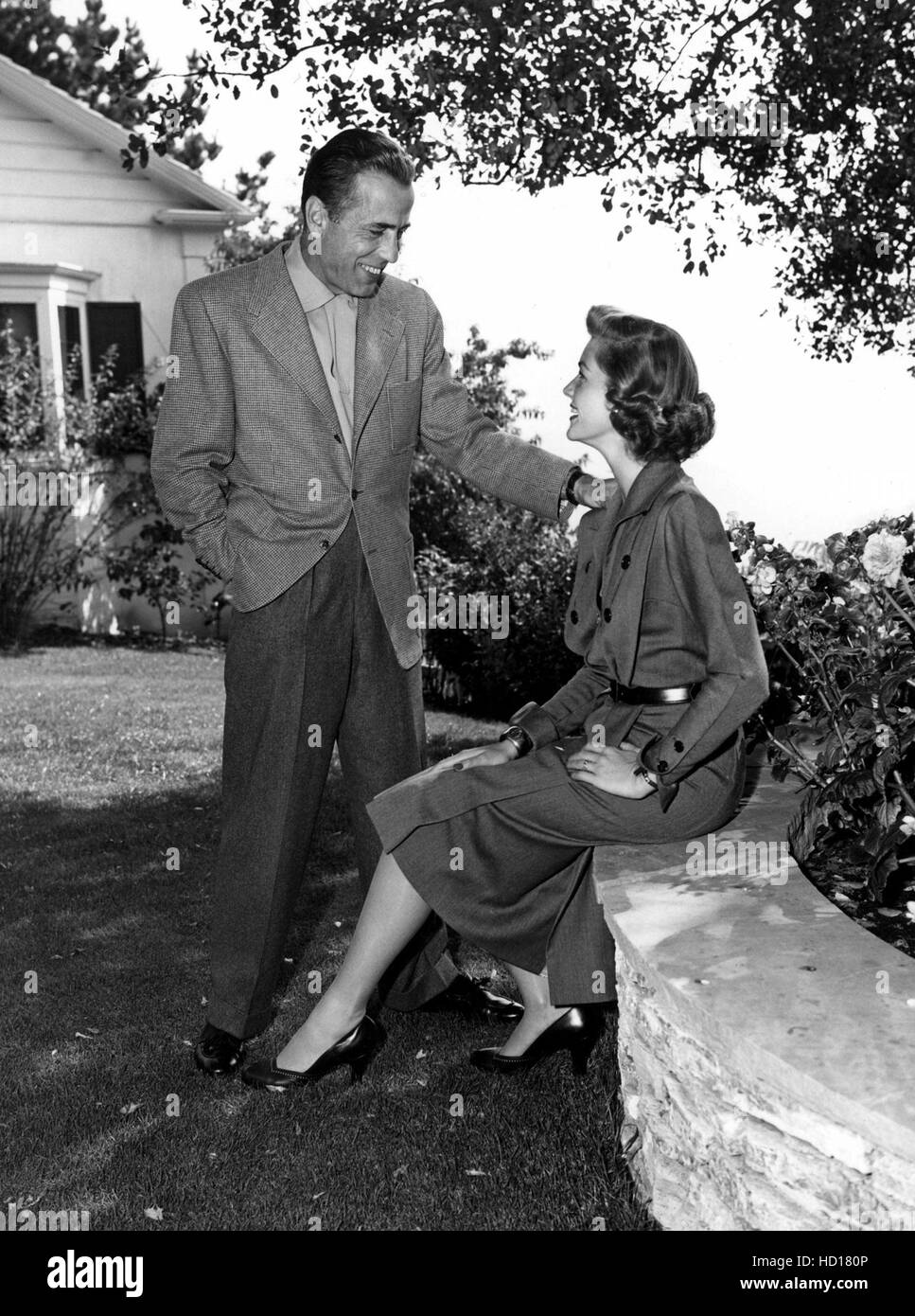 HUMPHREY BOGART And Wife LAUREN BACALL Relax On The Lawn Overlooking ...