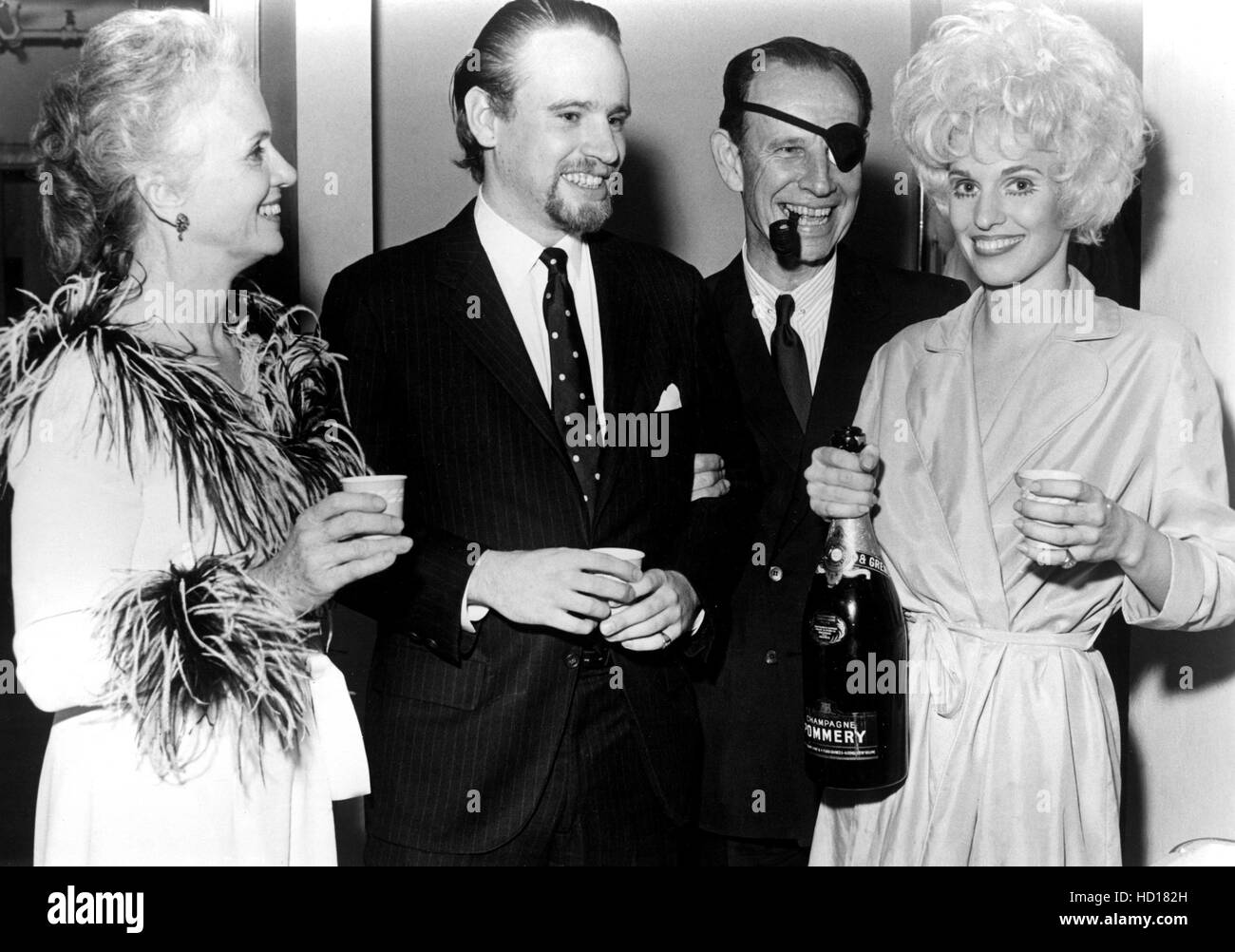 HUME CRONYN, with wife Jessica Tandy, son Christopher Cronyn, and daughter Tandy Cronyn backstage at Broadway's 'Cabaret' where Stock Photo