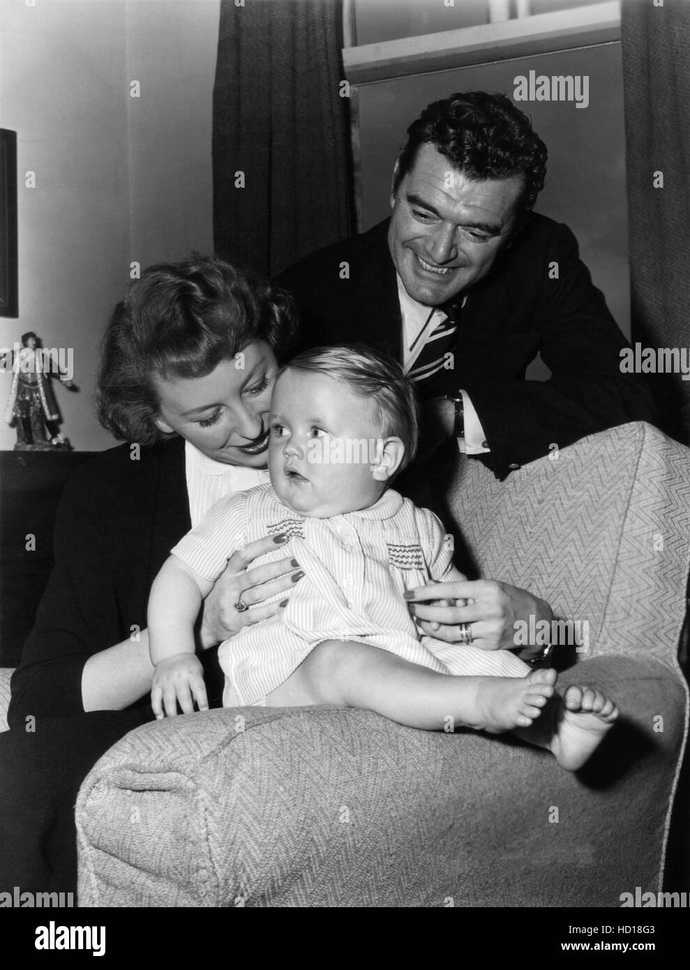 Back to front: Jack Hawkins with wife, Doreen, and ten-month-old son ...