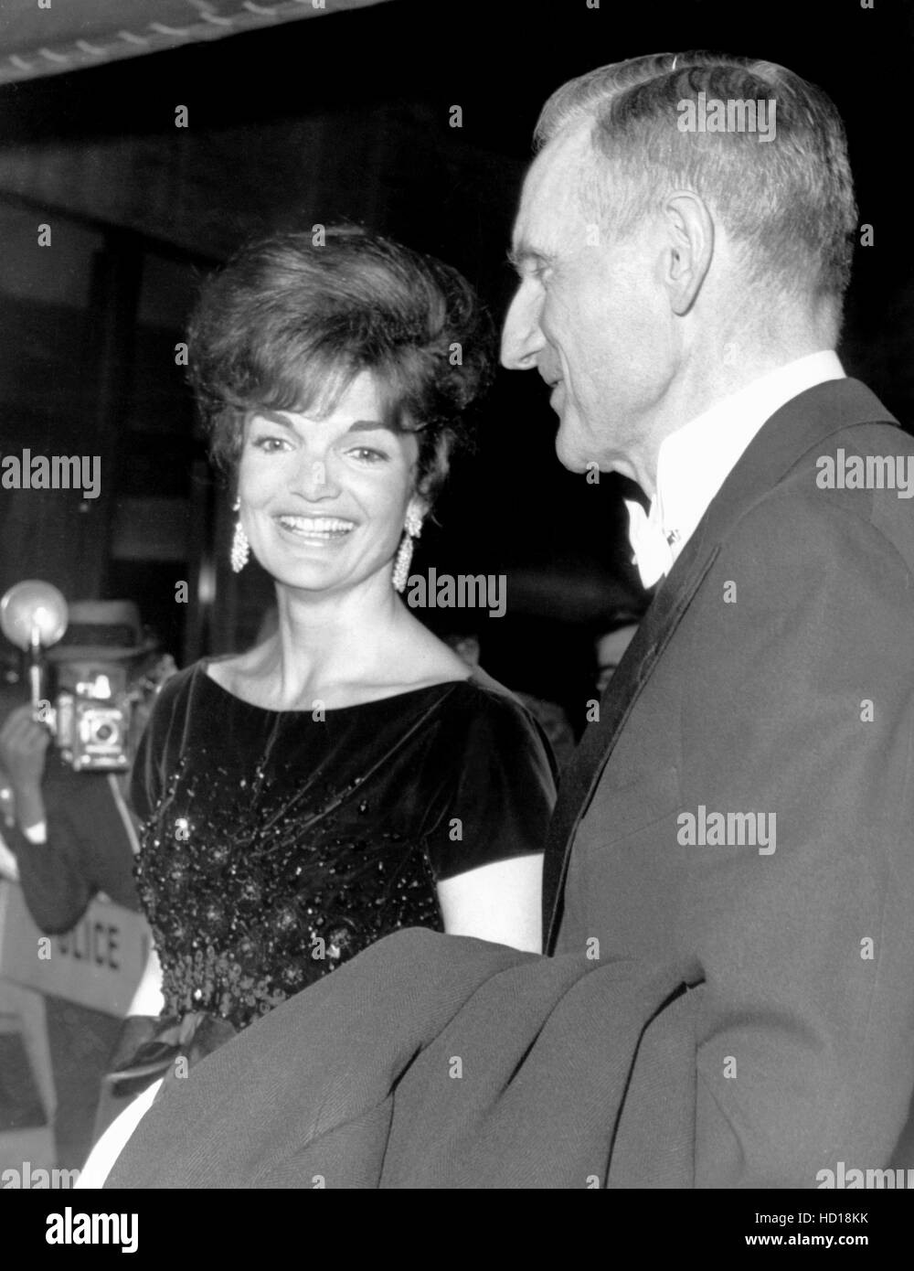 From left, Jacqueline Kennedy, John D. Rockefeller III, at the newly opened Lincoln Center Philharmonic Hall, September 23, 1962 Stock Photo