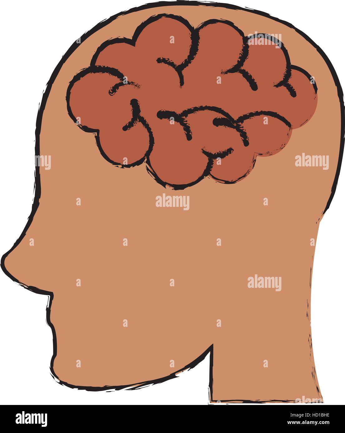 Sketch Person Head Brain Think Stock Vector Art