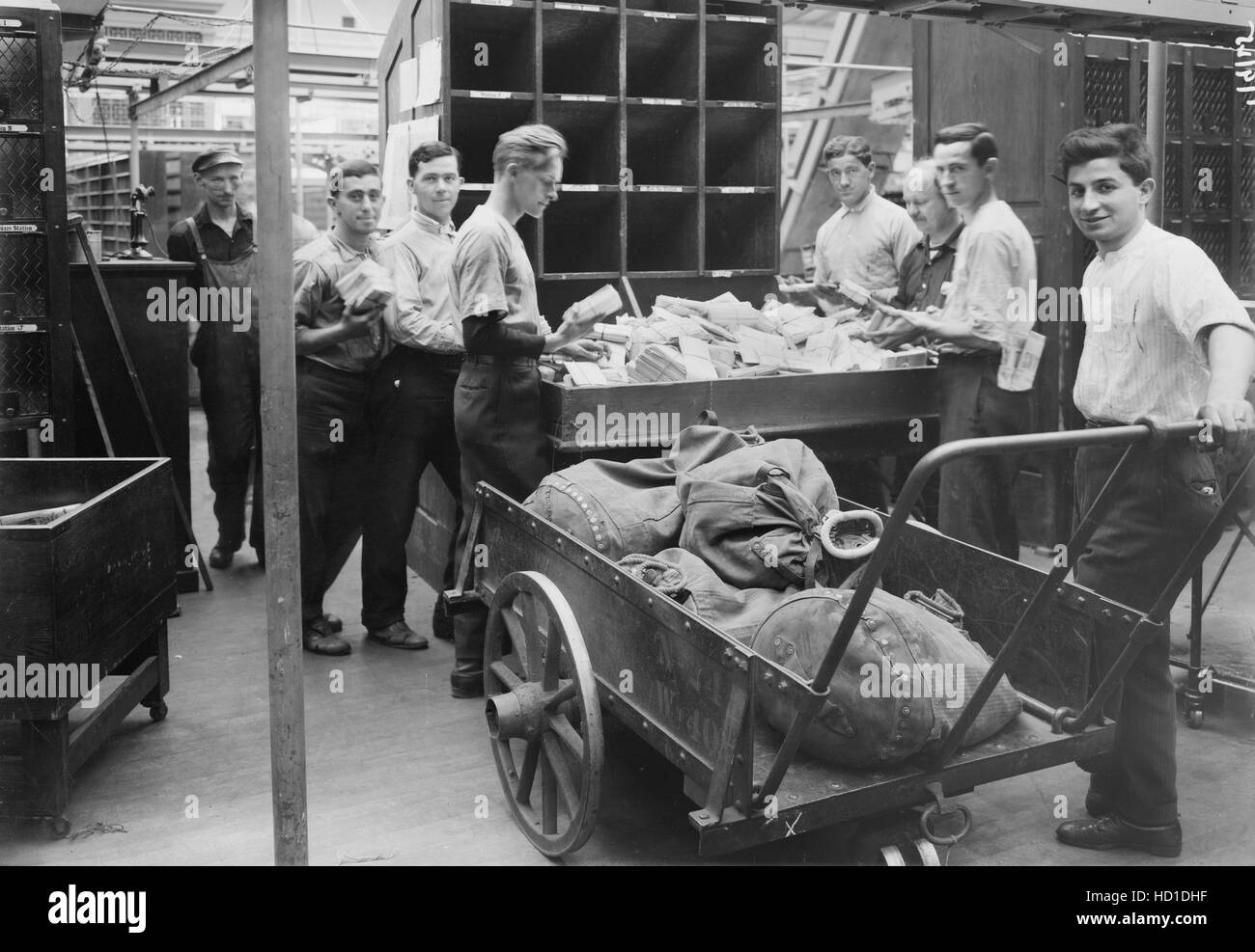 Men Sorting Mail at General Post Office, New York City, New York, USA
