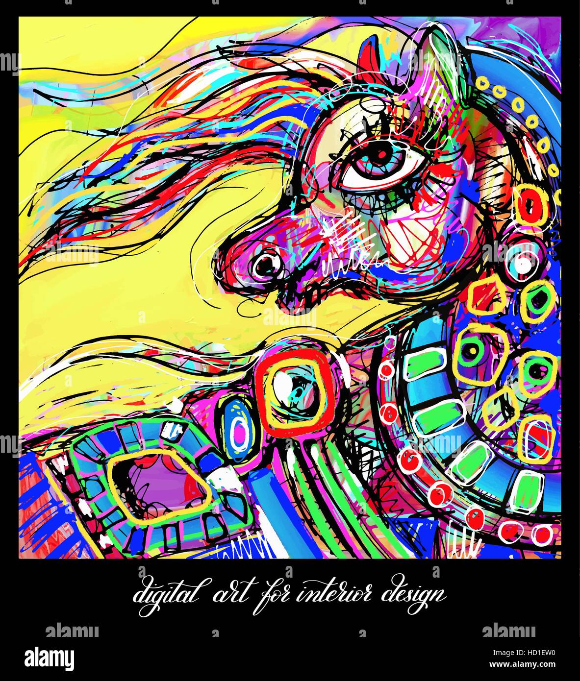 original contemporary digital abstract painting artwork to print Stock