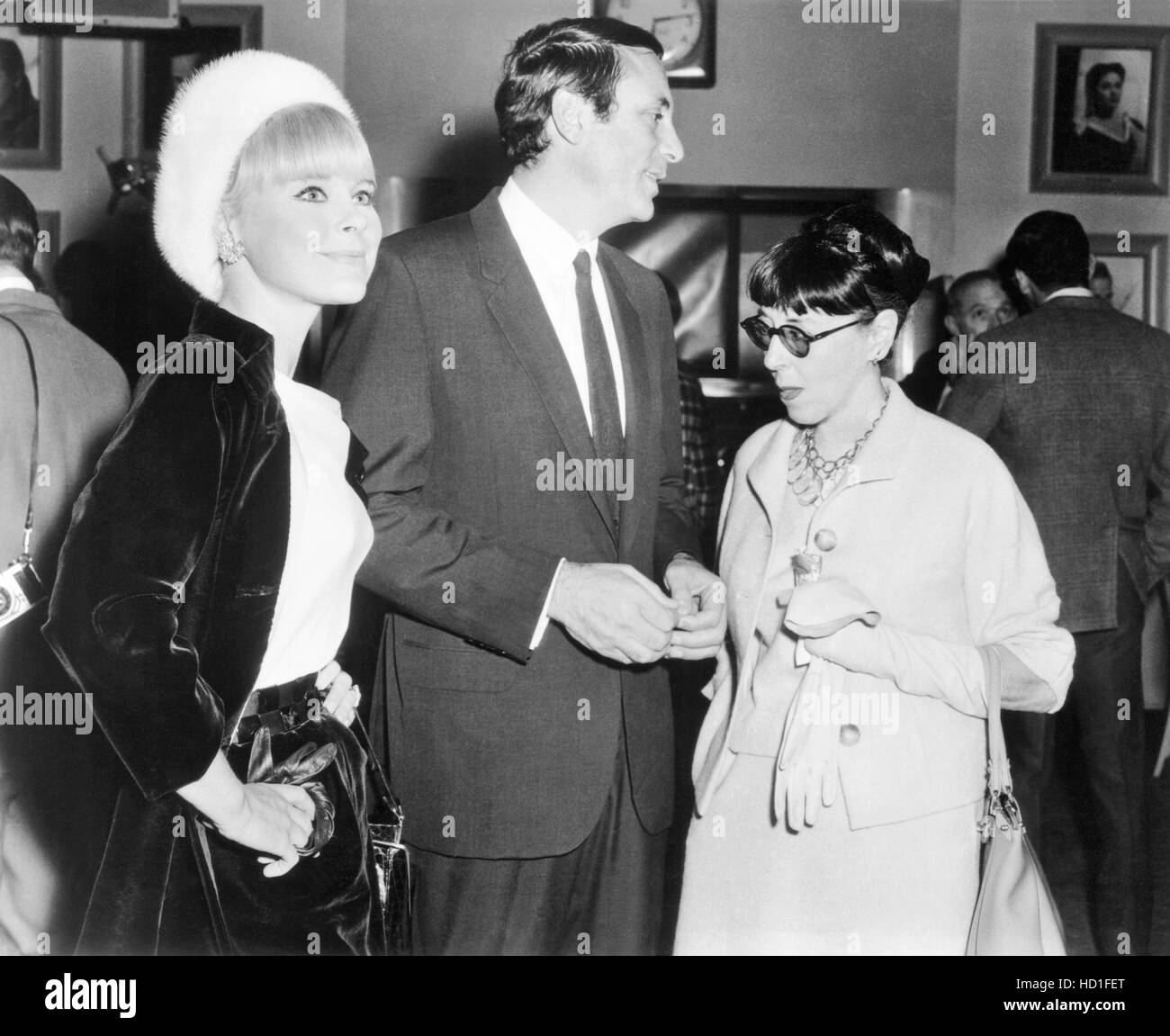 From left: Elke Sommer, Joe Hyams, Edith Head, attending a gala ...
