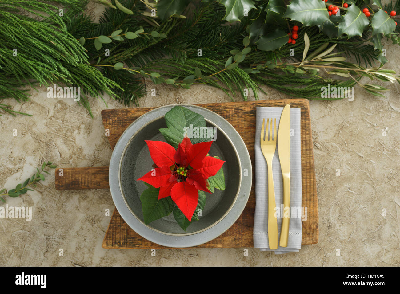 Christmas place setting Stock Photo