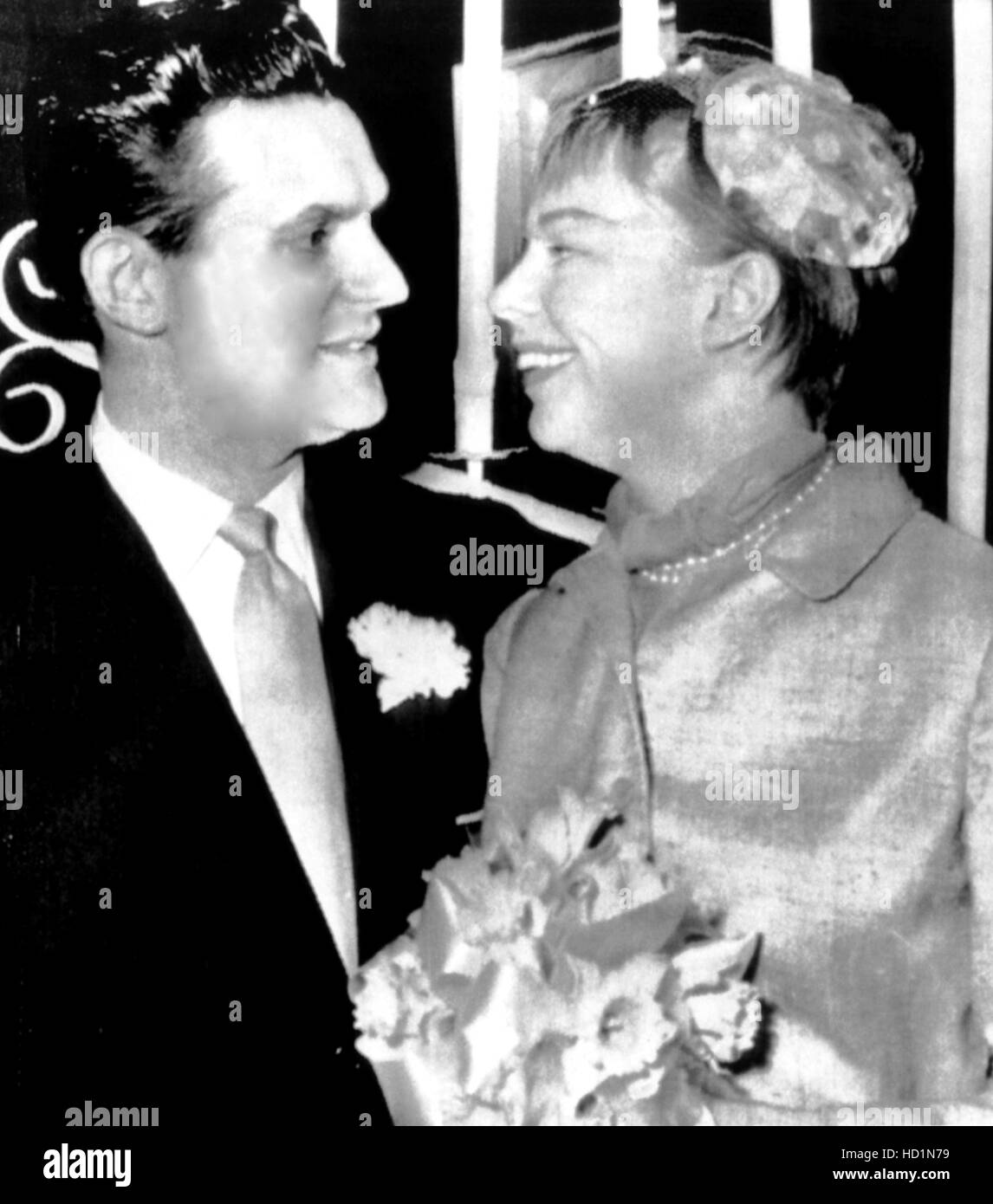 Las Vegas wedding of Larry Blyden and Carol Haney, April 17, 1955 Stock ...