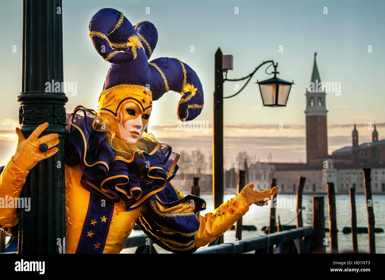 Venice, Italy - 23 February 2014 : Carnival in Venice, Italy. Stock Photo