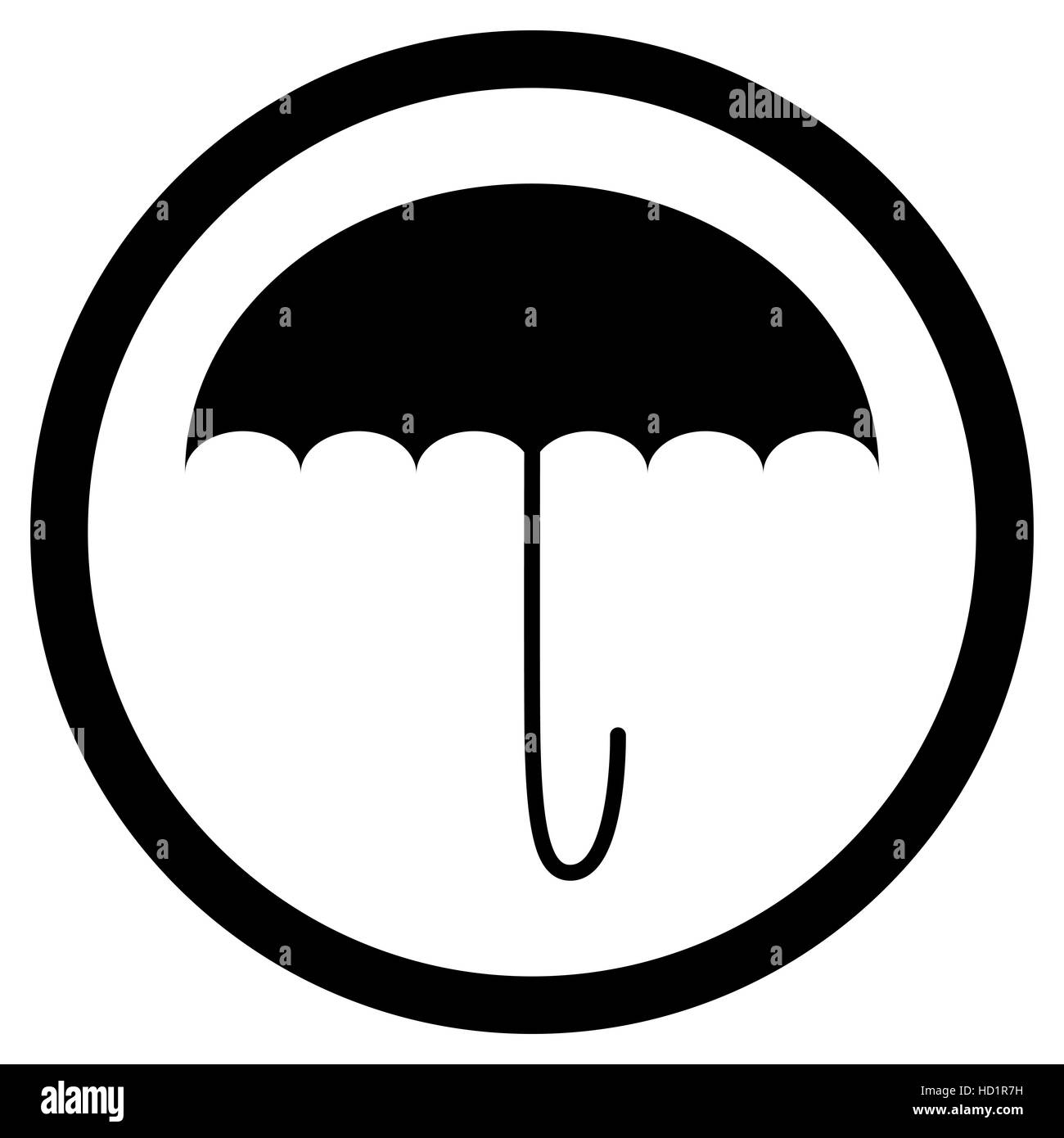 Umbrella icon black white. Insurance icon, umbrella vector and protection icon, insurance umbrella illustration Stock Photo