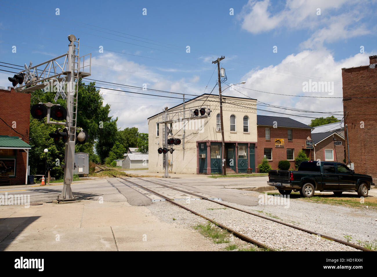 Railroad crossing on South Main Street, Route 31, New Haven, nelson