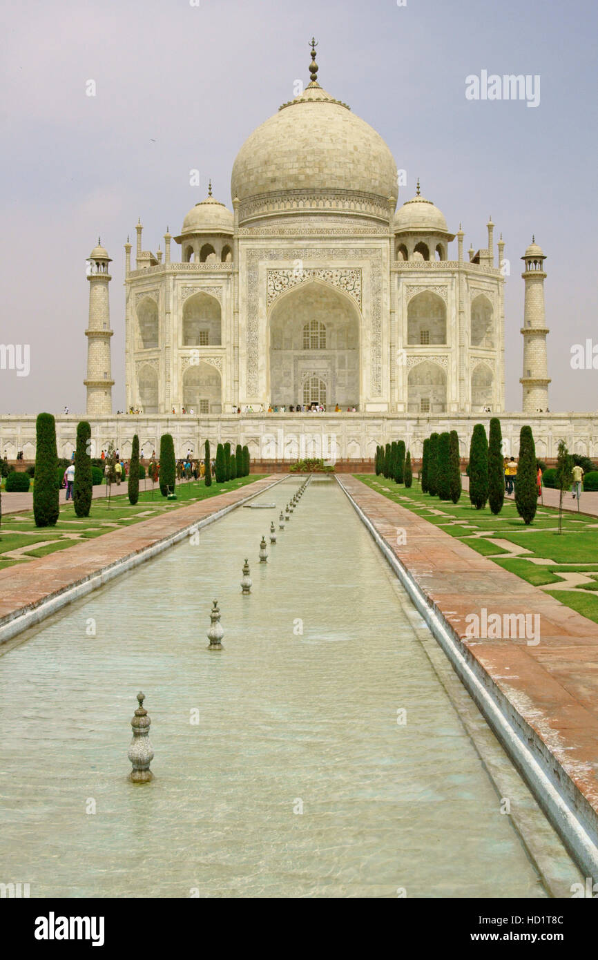 The Taj Mahal. Ivory-white marble mausoleum in the city of Agra, Uttar Pradesh, India. Stock Photo